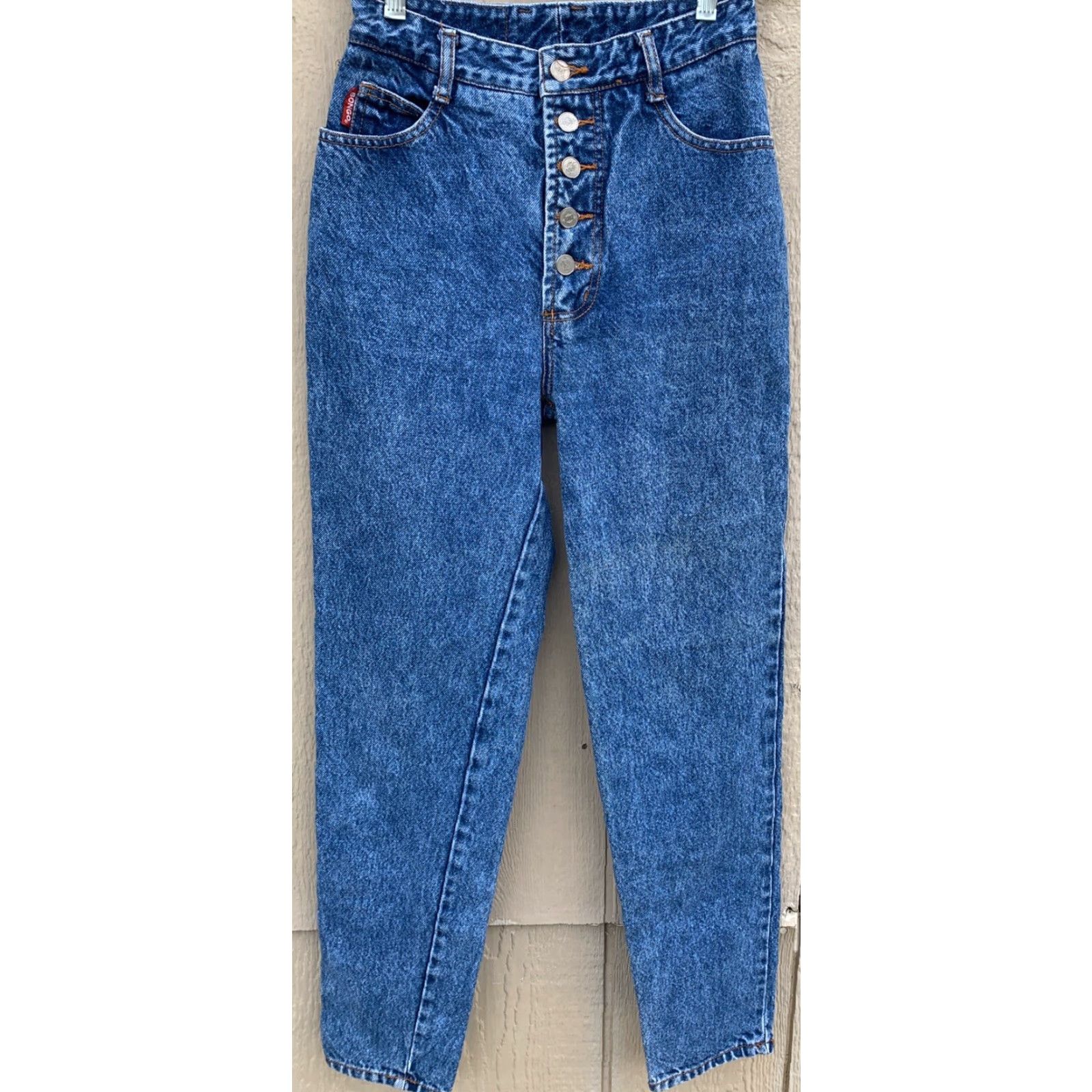 Vintage VINTAGE Bongo Jeans Exposed Button Fly Acid Wash Stone Wash 7 26” Waist 1980s 1990s Denim Mens/Unisex Skinny? (Cannot determine gender from title) Size 28" / US 6 / IT 42 - 7 Thumbnail