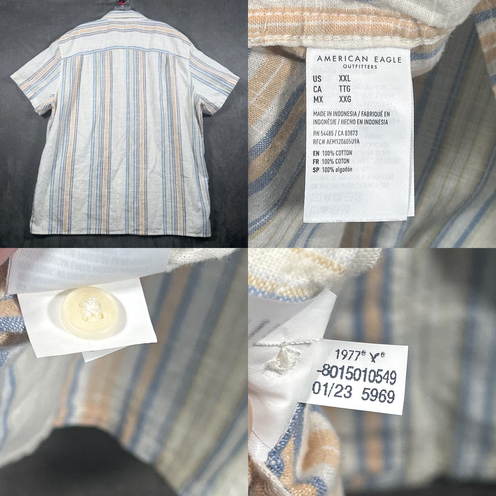 American Eagle Outfitters American Eagle Outfitters Button-Up Shirt Pocket Vertical Striped XXL Men Regular Size US XXL / EU 58 / 5 - 8 Thumbnail