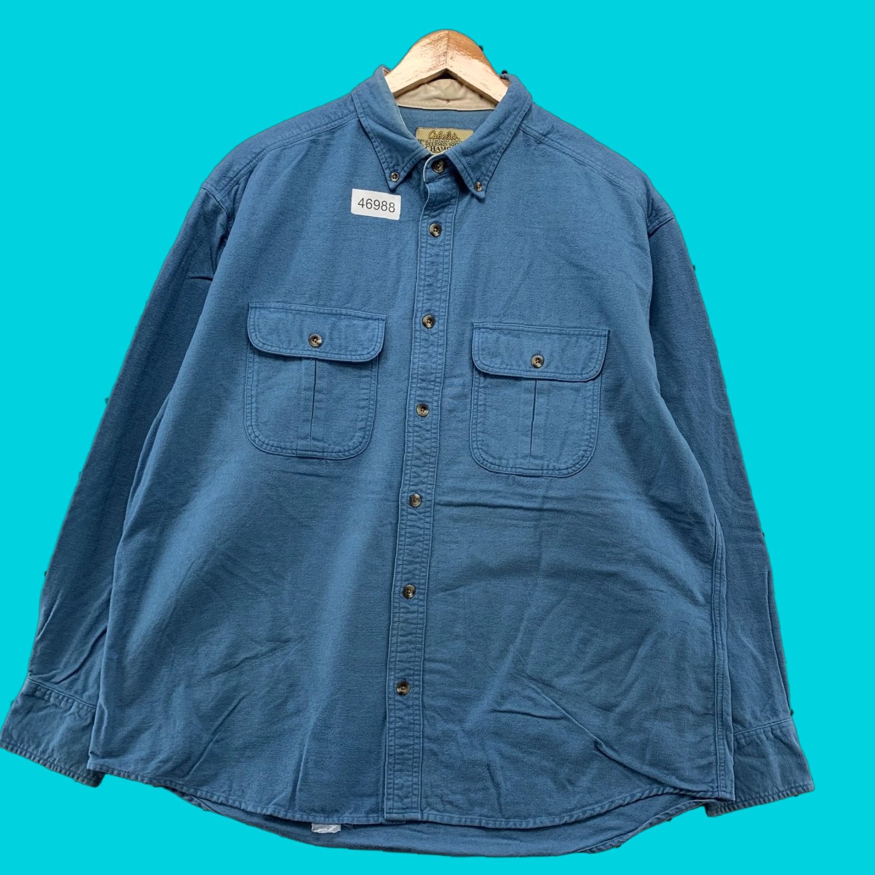 Vintage Cabela's Chamois Button Shirt Mens Large Blue Deerskin Soft Long Sleeve Outdoor Shirt Size US L / EU 52-54 / 3 - 1 Thumbnail