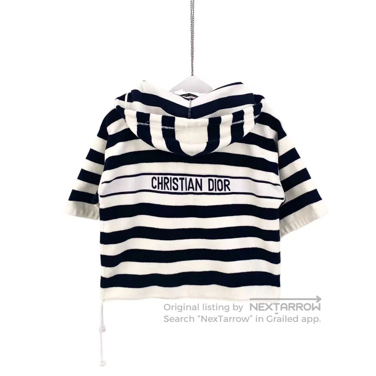 Dior Dior 24SS striped logo slogan short-sleeved hoodie| Size XXS / US 00 / IT 34 - 1 Thumbnail