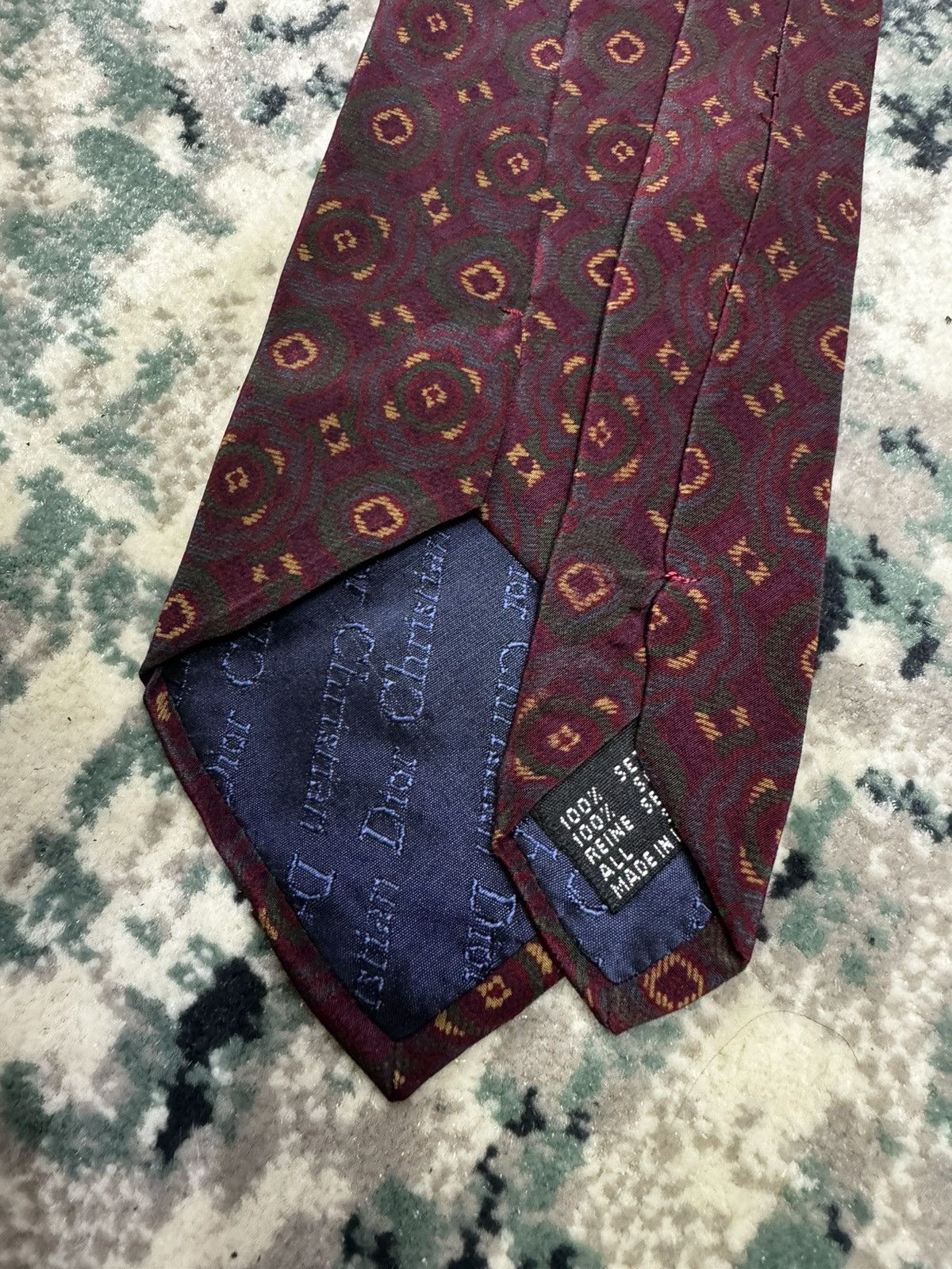 Christian Dior Monsieur ABSTRACT PATTERN PRINT SILK NECK TIE Size ONE SIZE - 2 Thumbnail