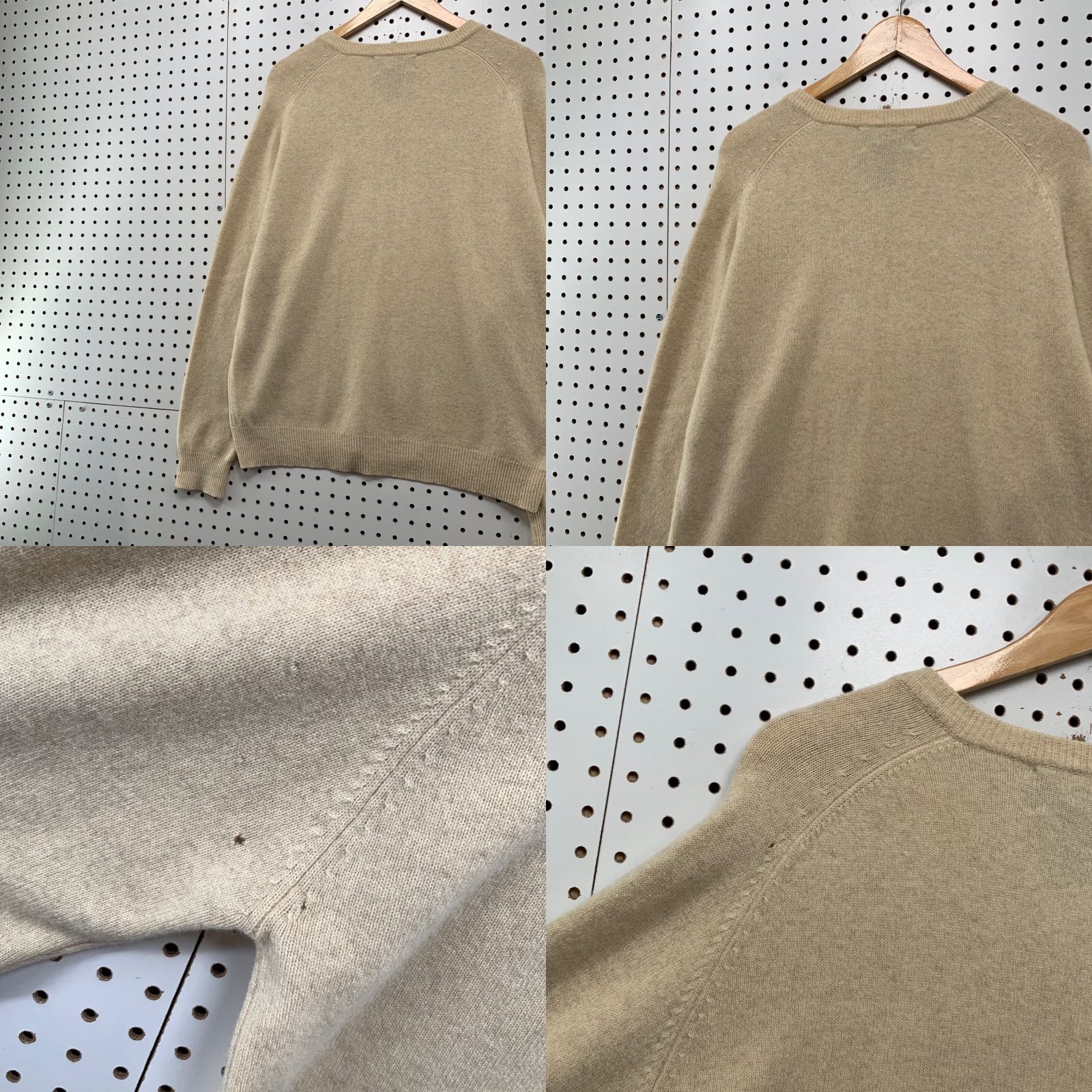 Vintage Woods & Gray 100% Cashmere Knit Sweater Mens Large Beige V-Neck Pullover Size US L / EU 52-54 / 3 - 11 Thumbnail