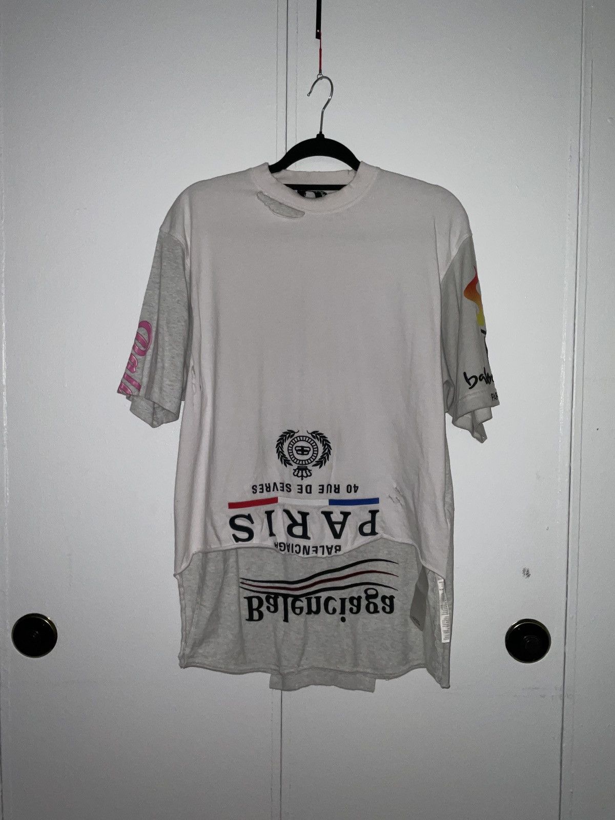 Balenciaga Balenciaga Dual T-Shirt- Grey/White, L Size US L / EU 52-54 / 3 - 1 Thumbnail