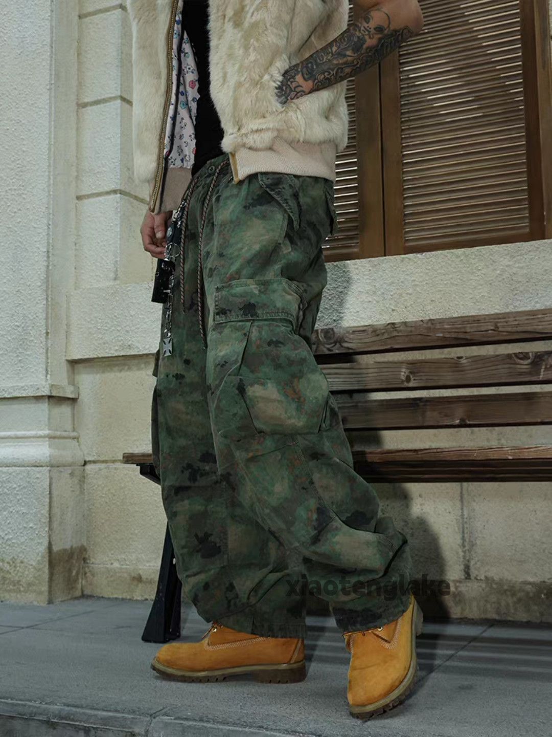 Vintage ltx utility loose baggy skate hiphop camo cargo pants Size US 36 / EU 52 - 6 Thumbnail