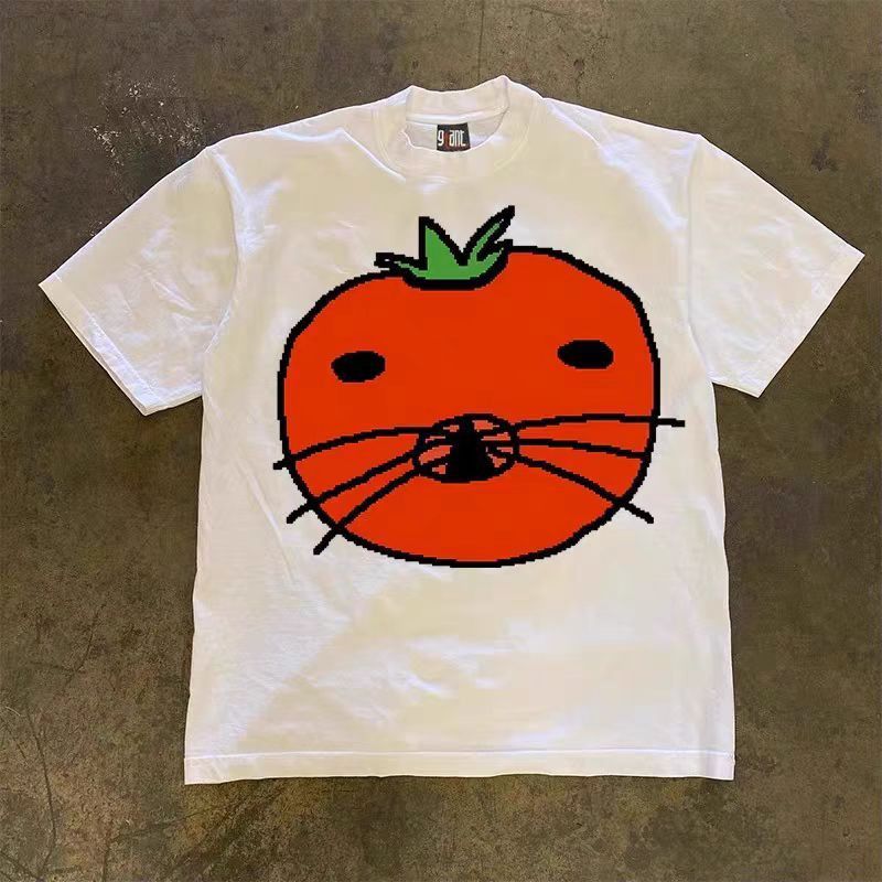 Japanese Brand × Vintage White casual retro tomato cat print t-shirt Size US M / EU 48-50 / 2 - 1 Thumbnail
