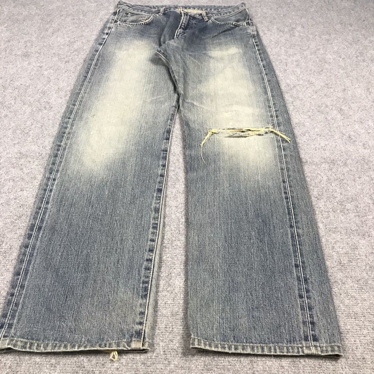 Japanese Brand BAGGY EDWIN SELVAGE DISTRESSED DENIM PANTS Size US 30 / EU 46 - 6 Thumbnail