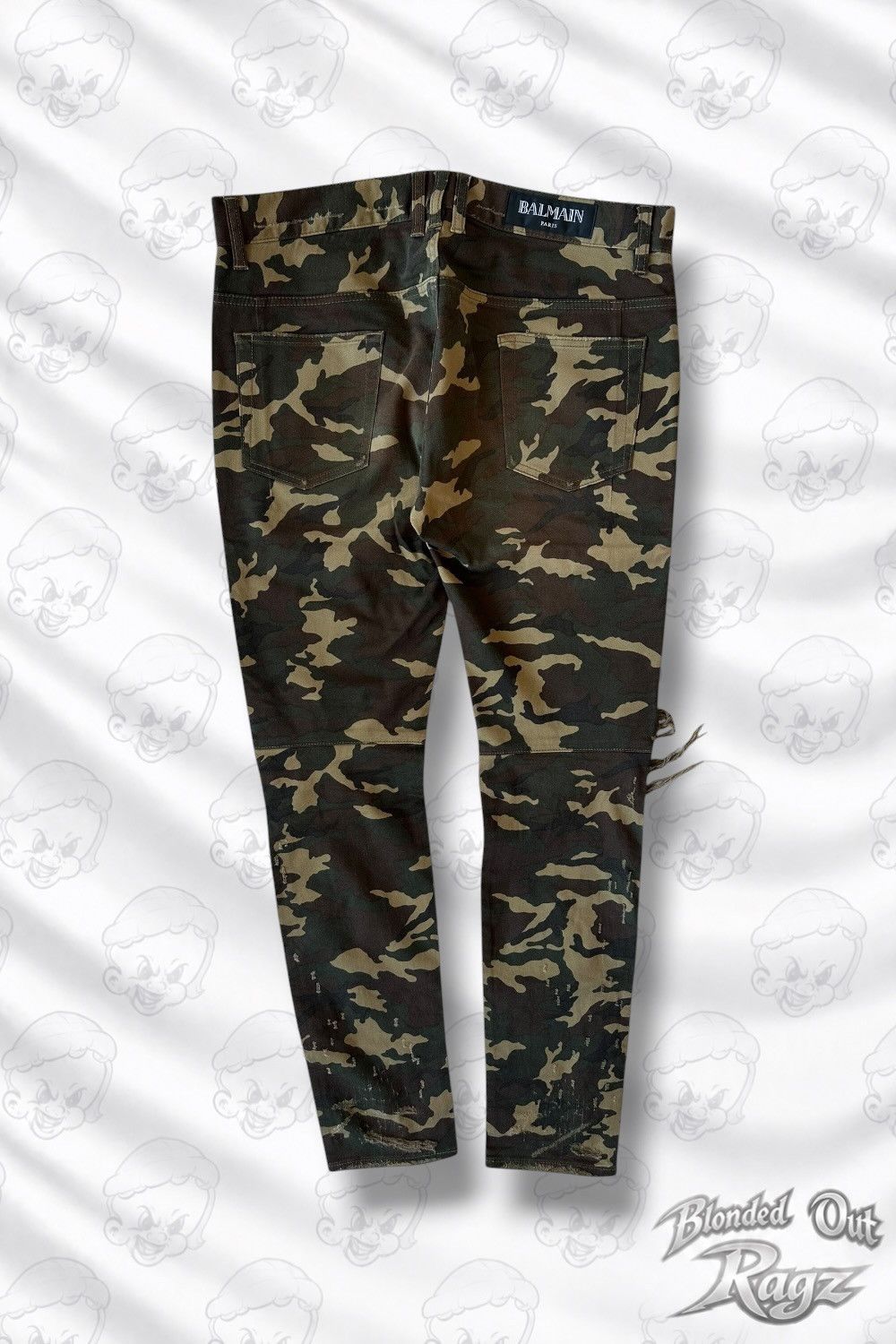 Balmain FW17 Balmain Distressed Camo Biker Denim Oliver Rousteing Size US 32 / EU 48 - 2 Thumbnail