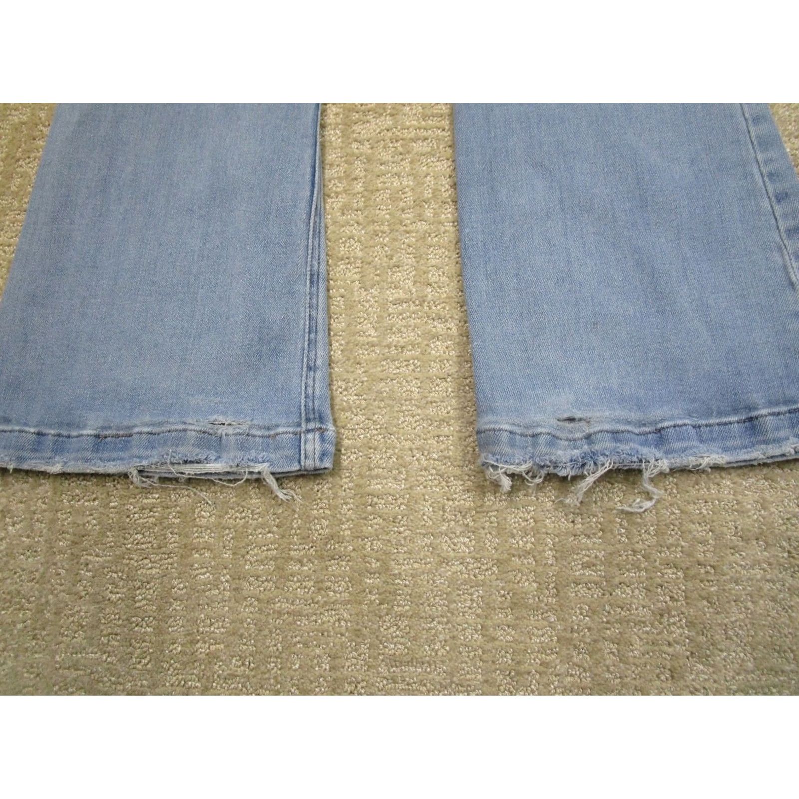 Vintage KanCan Jeans Women 31 Light Blue High Rise Flared Distressed 5-Pocket Denim Pants Shine Logo Bohemian Hippie 90s Style Womens Size 24" / US 00 / IT 34 - 4 Thumbnail