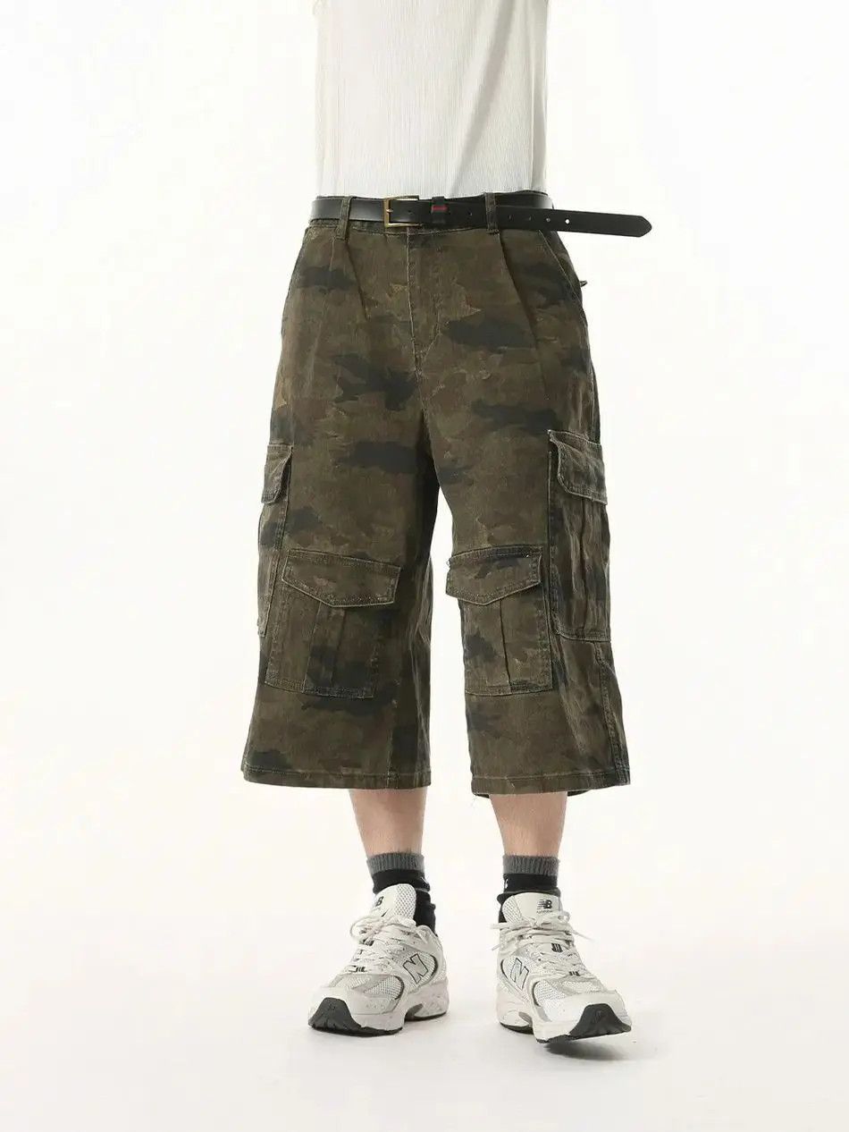 Japanese Brand Retro camouflage high street pocket denim shorts Size US 32 / EU 48 - 4 Thumbnail