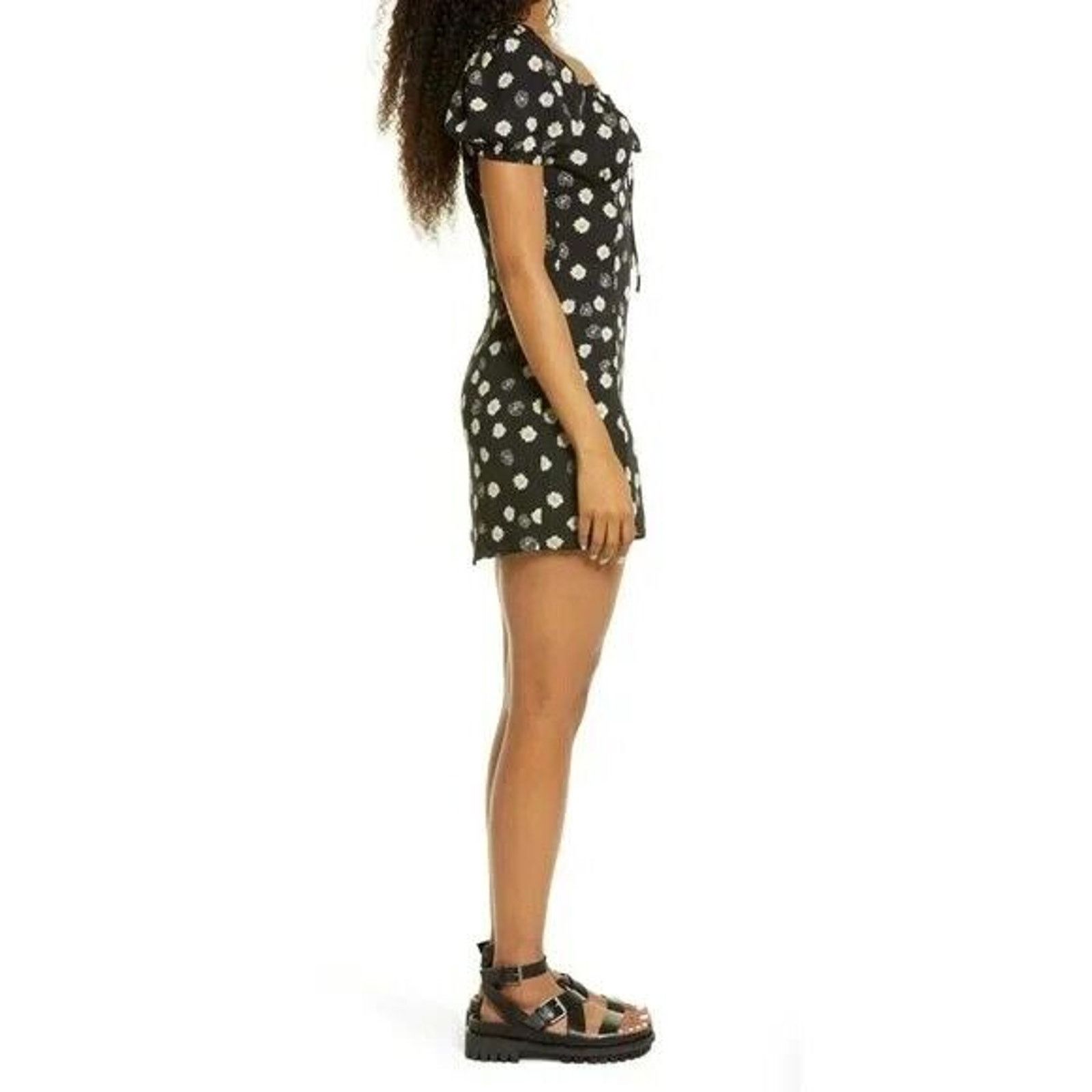 The Unbranded Brand BP. Nordstrom Women Black Tie Front Mini A-Line Dress Size M Size M / US 6-8 / IT 42-44 - 3 Thumbnail