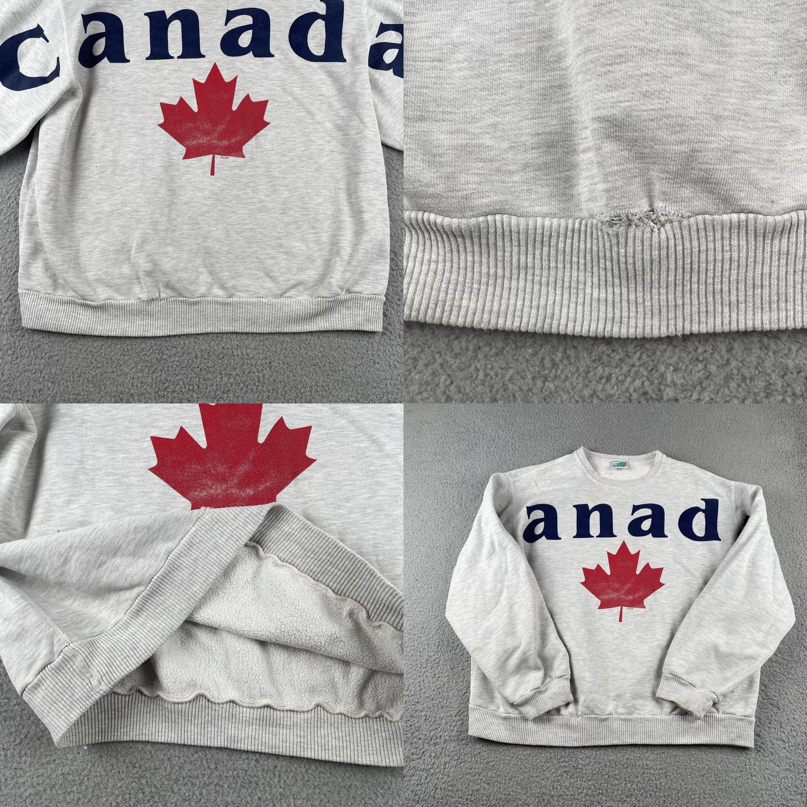 Vintage VINTAGE Waves Sweatshirt XL Gray Canada Maple Leaf 90s Men Pullover Graphic Print Size US XL / EU 56 / 4 - 8 Thumbnail
