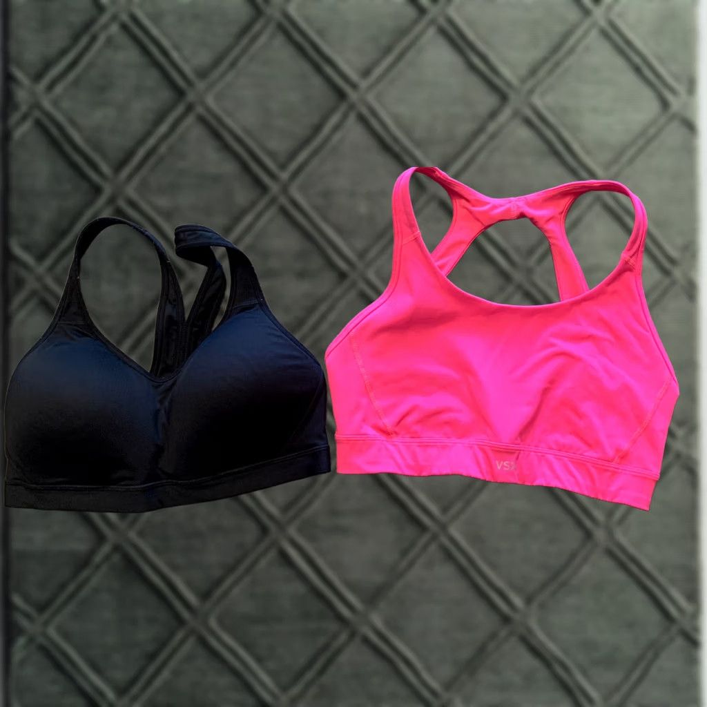 Victoria's Secret Victoria's Secret Sport Bra Pink Player VSX Medium & Black C9 Shape athletic Shirt Womens Medium Pink Athletic Sports Bra Size ONE SIZE - 1 Thumbnail