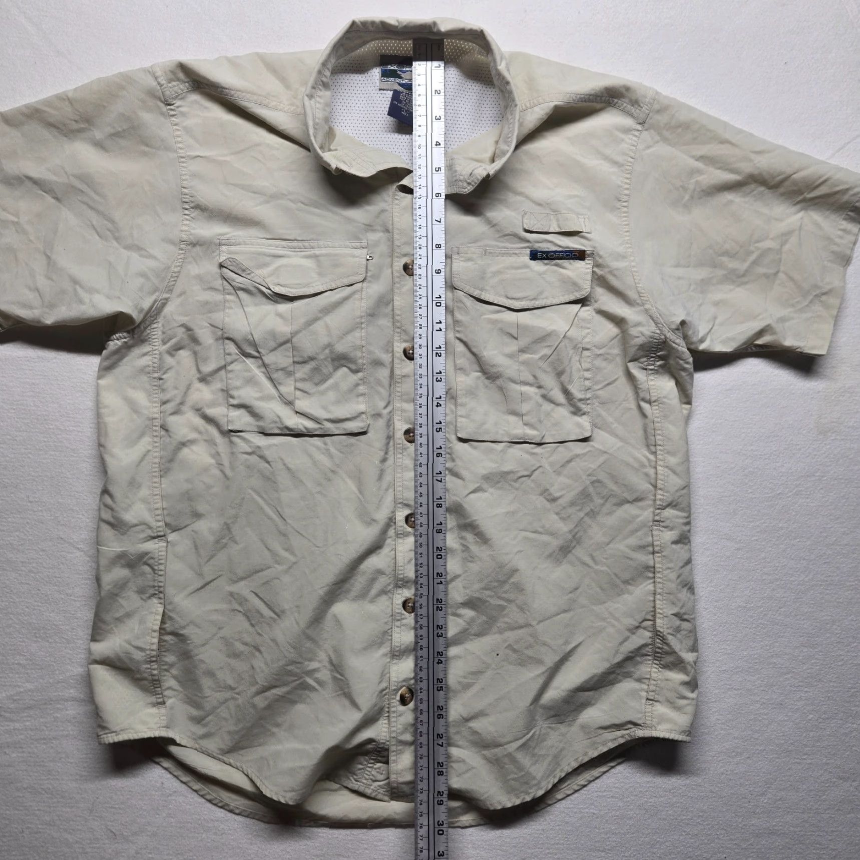 ExOfficio Exofficio Shirt Button-Up Adult Mens L Beige Short Sleeve Chest Pocket Everyday Casual Travel Shirt Size US L / EU 52-54 / 3 - 6 Thumbnail