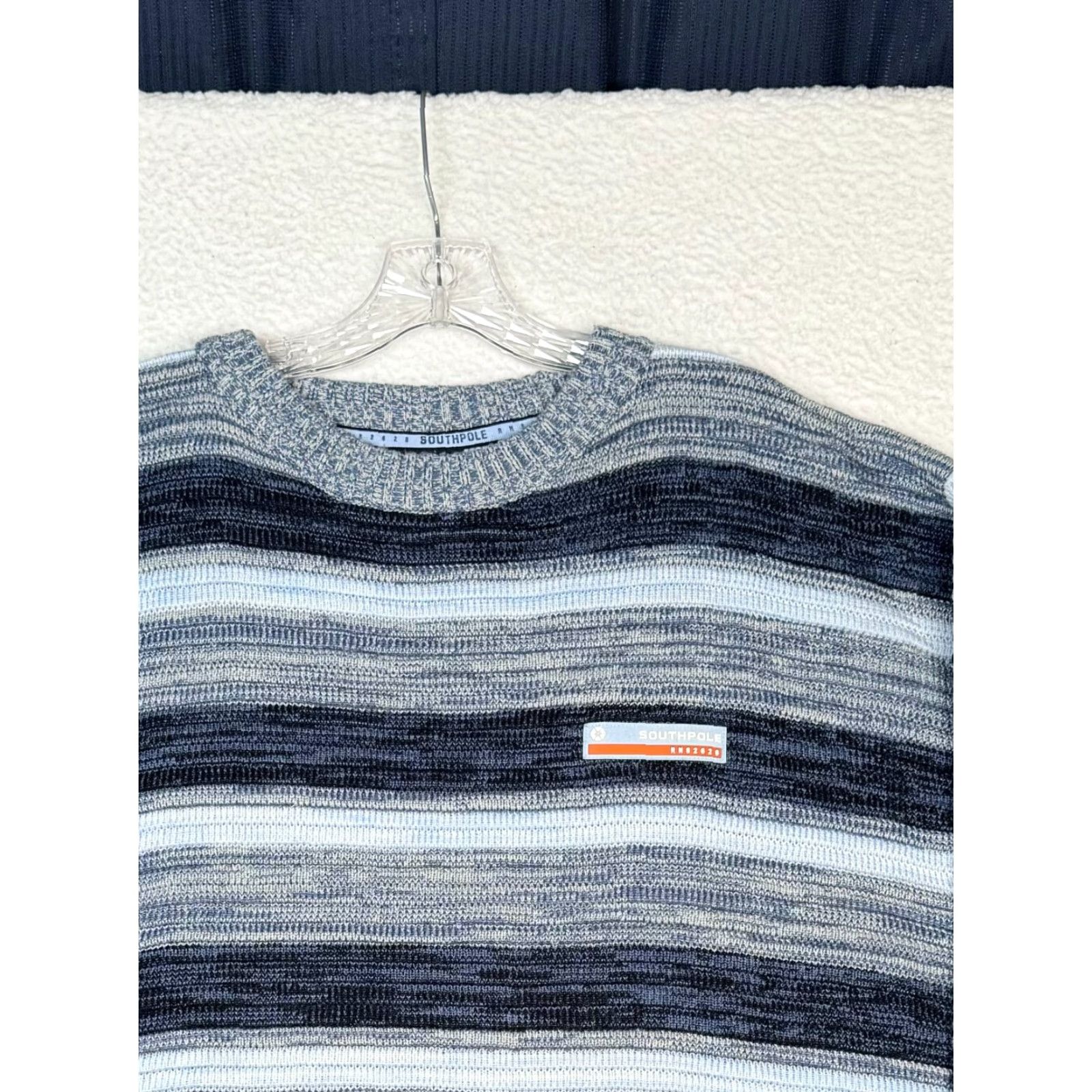 VINTAGE Southpole Sweater Mens XL Multi Striped Acrylic Crew Neck Pullover Knit Long Sleeve
