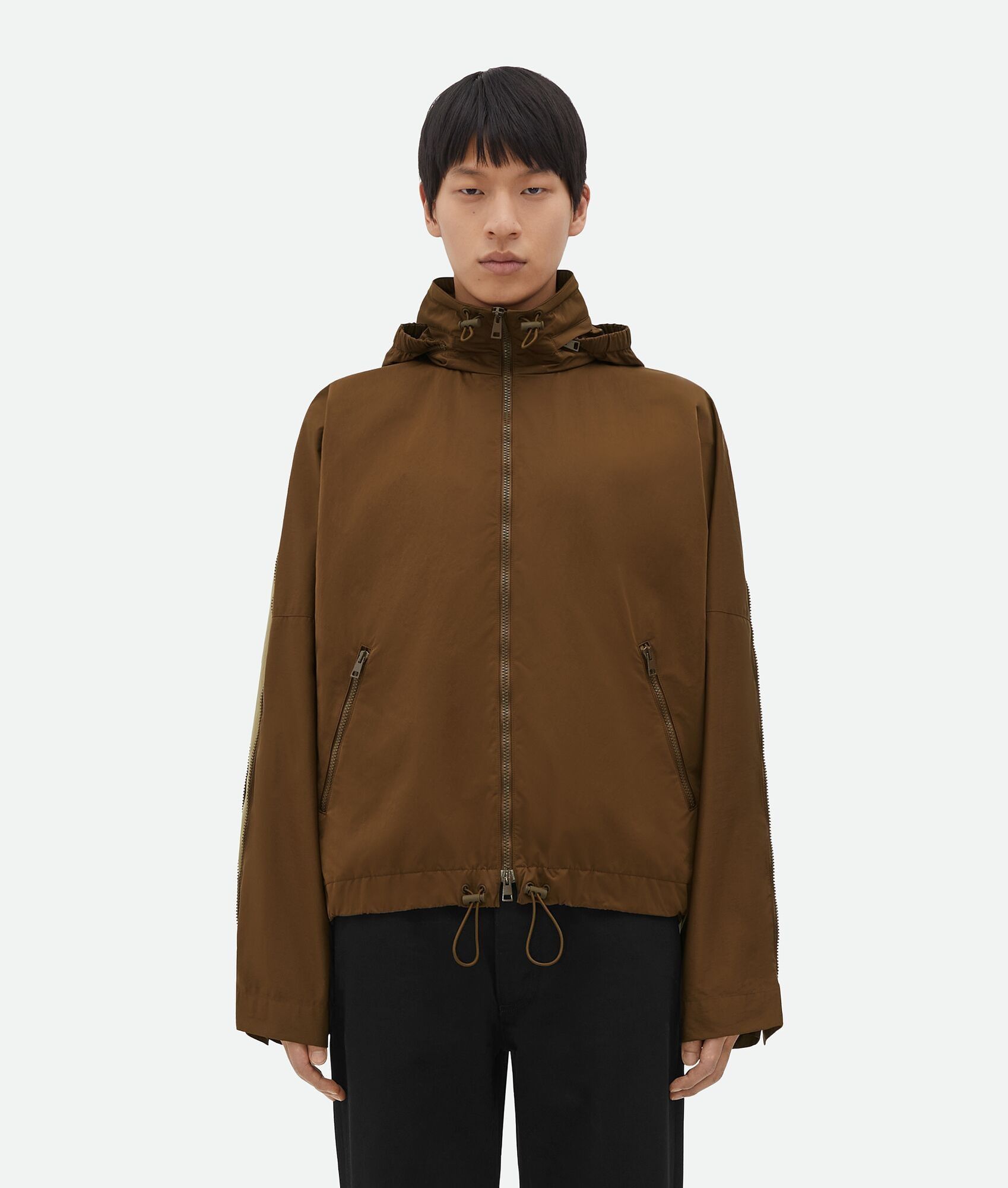 Bottega Veneta o1n1vont1224 Contrasting Zipper Tech Nylon Jacket in Brown Size US XS / EU 42 / 0 - 1 Thumbnail