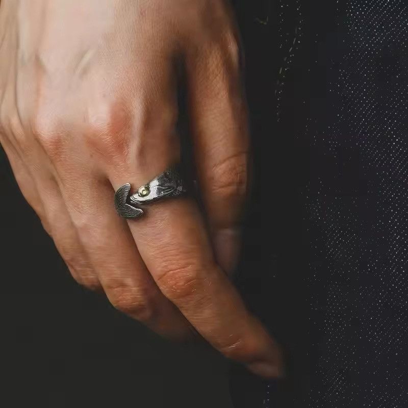 Jewelry × Vintage Unique Finger Cute Fish Open Ring Size ONE SIZE - 1 Thumbnail