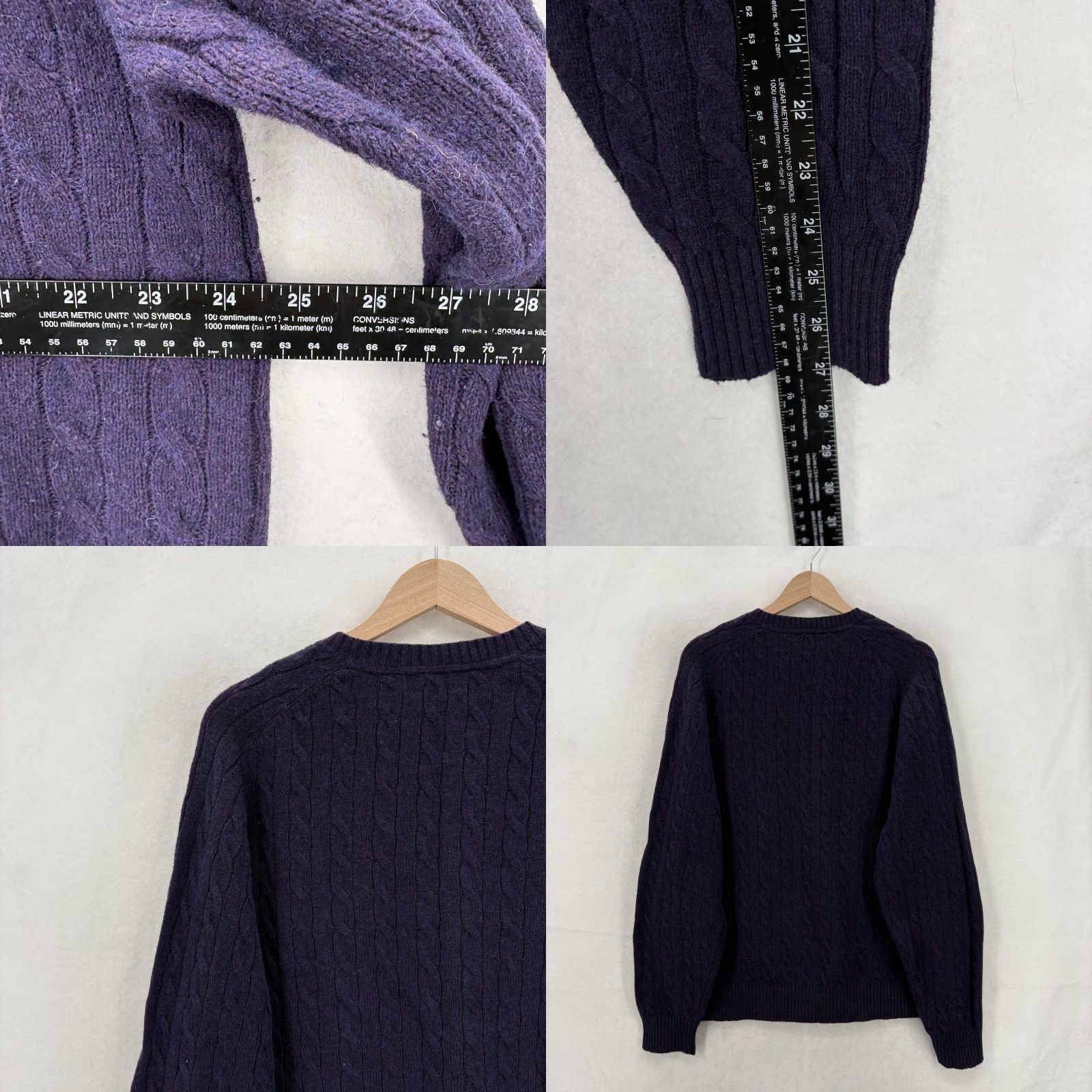 Lands' End Lands' End Sweater Mens Large Blue Merino Wool Blend Cable-Knit Crewneck Pullover Size US L / EU 52-54 / 3 - 8 Thumbnail