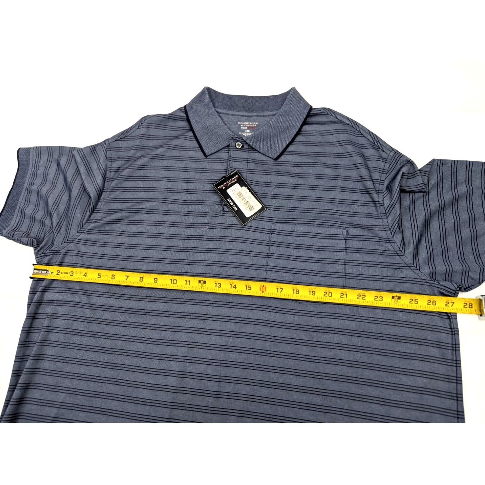 Roundtree & Yorke VINTAGE: No — Roundtree & Yorke Performance Polo Shirt Mens 2XB Blue Striped Short Sleeve Travel Golf Big & Tall Size US XXL / EU 58 / 5 - 6 Thumbnail