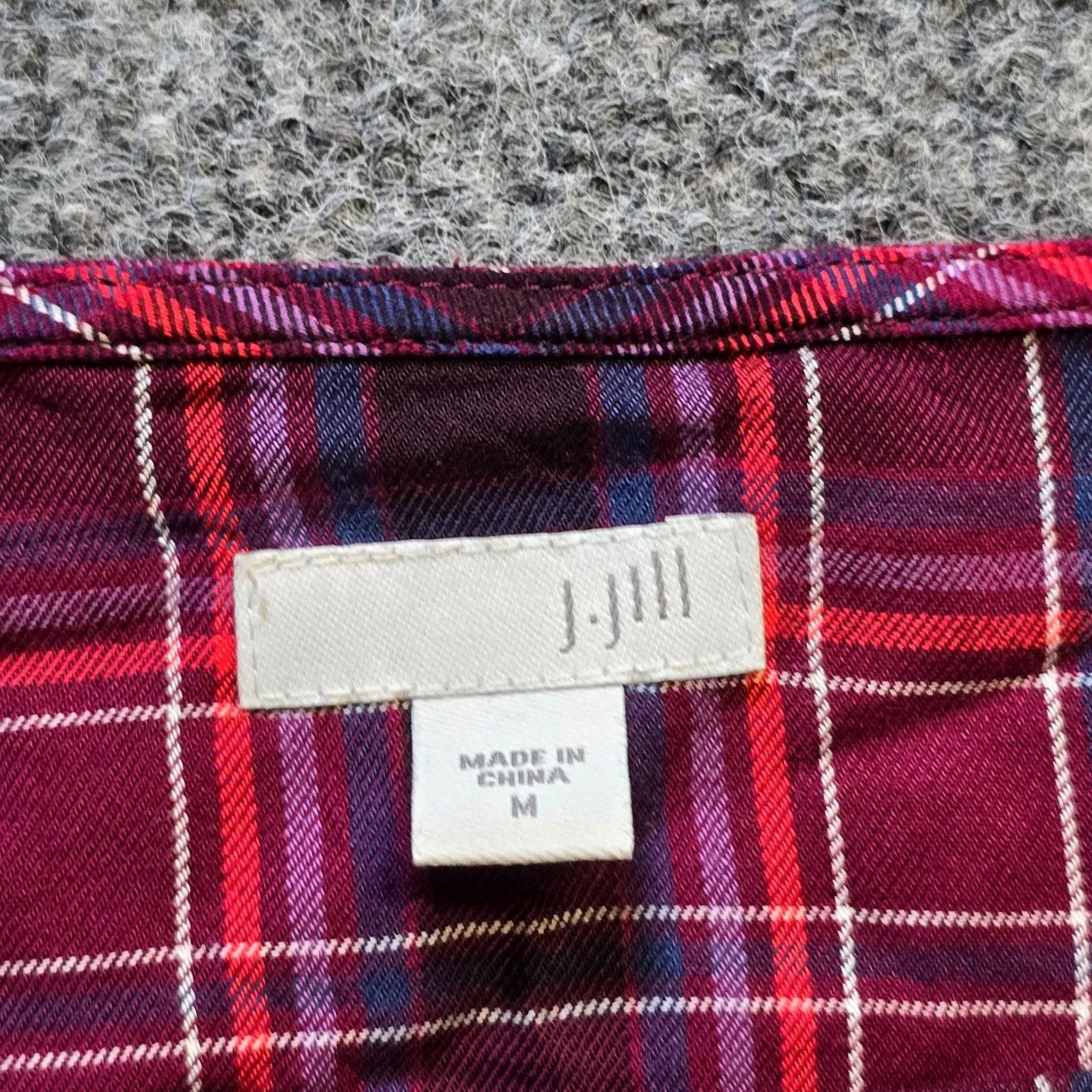 J. Jill J. Jill Top Womens Size M Red Purple Plaid 3/4 Sleeve Pocket Casual Shirt Blouse Women's Vintage No Size M / US 6-8 / IT 42-44 - 4 Thumbnail