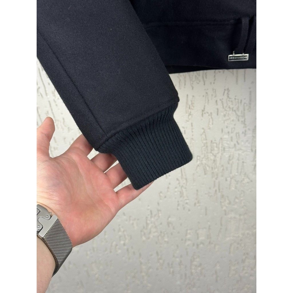 Kris Van Assche Kris Van Assche Asymmetrical Wool Shawl Collar Black Bomber Size US XXS / EU 40 - 6 Thumbnail