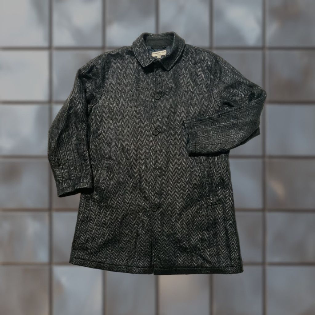 Vintage Krammer & Stoudt New York Black Herringbone Trench Coat Overcoat M Womens Coat Size US M / EU 48-50 / 2 - 1 Thumbnail
