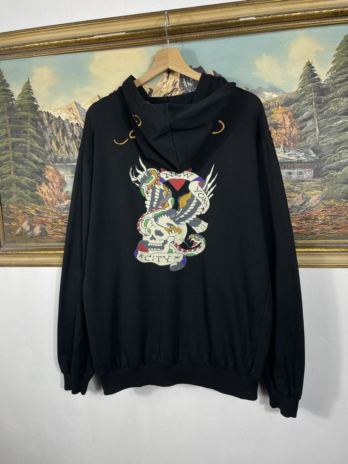Christian Audigier × Ed Hardy × Vintage Ed Hardy Retro 00s Hoodie Drip Swag Cyber Affliction Grunge Size XL / US 12-14 / IT 48-50 - 8 Thumbnail