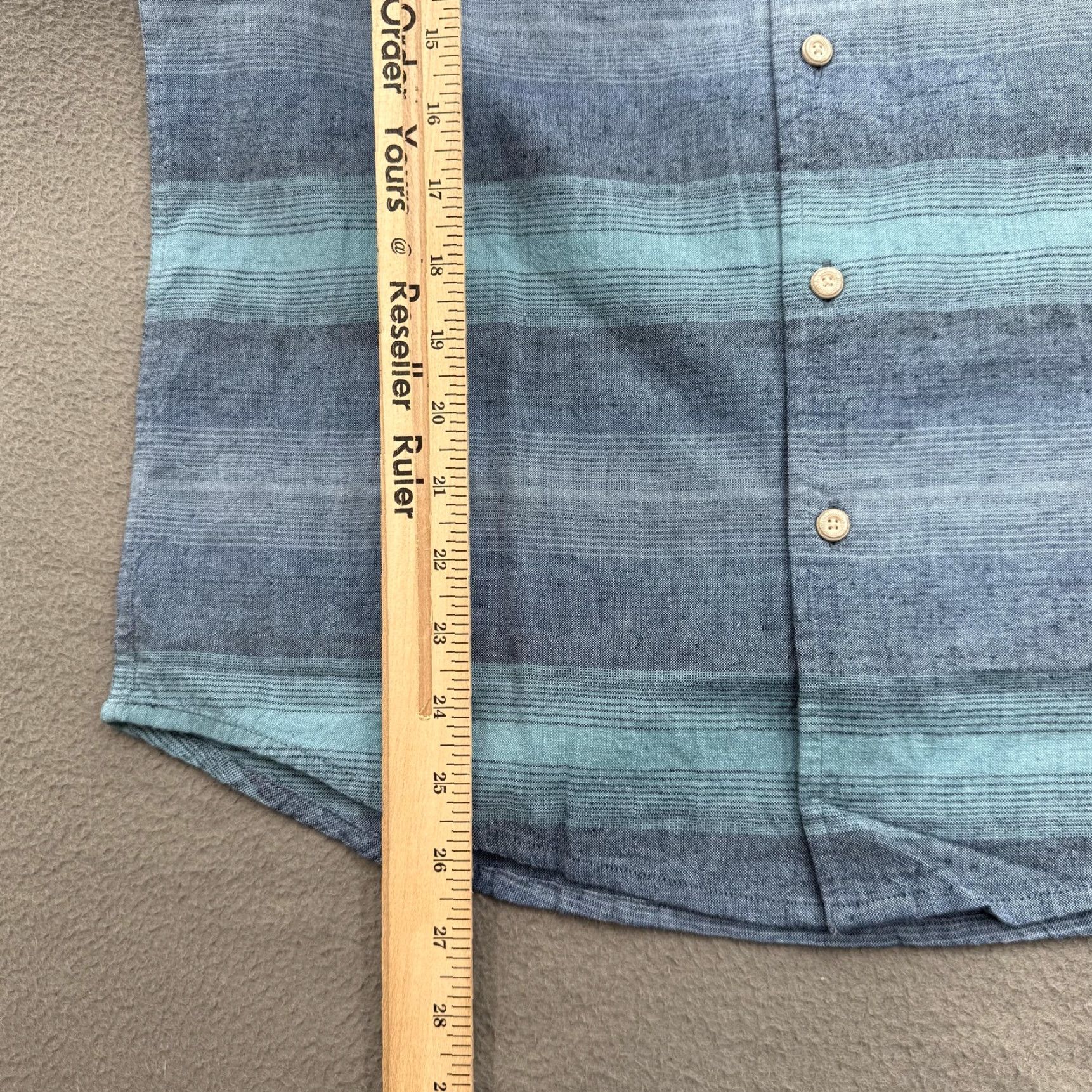 Vintage Wellen Shirt Mens Small Blue Striped Organic Cotton Hemp Short Sleeve Button Up Size US S / EU 44-46 / 1 - 5 Thumbnail