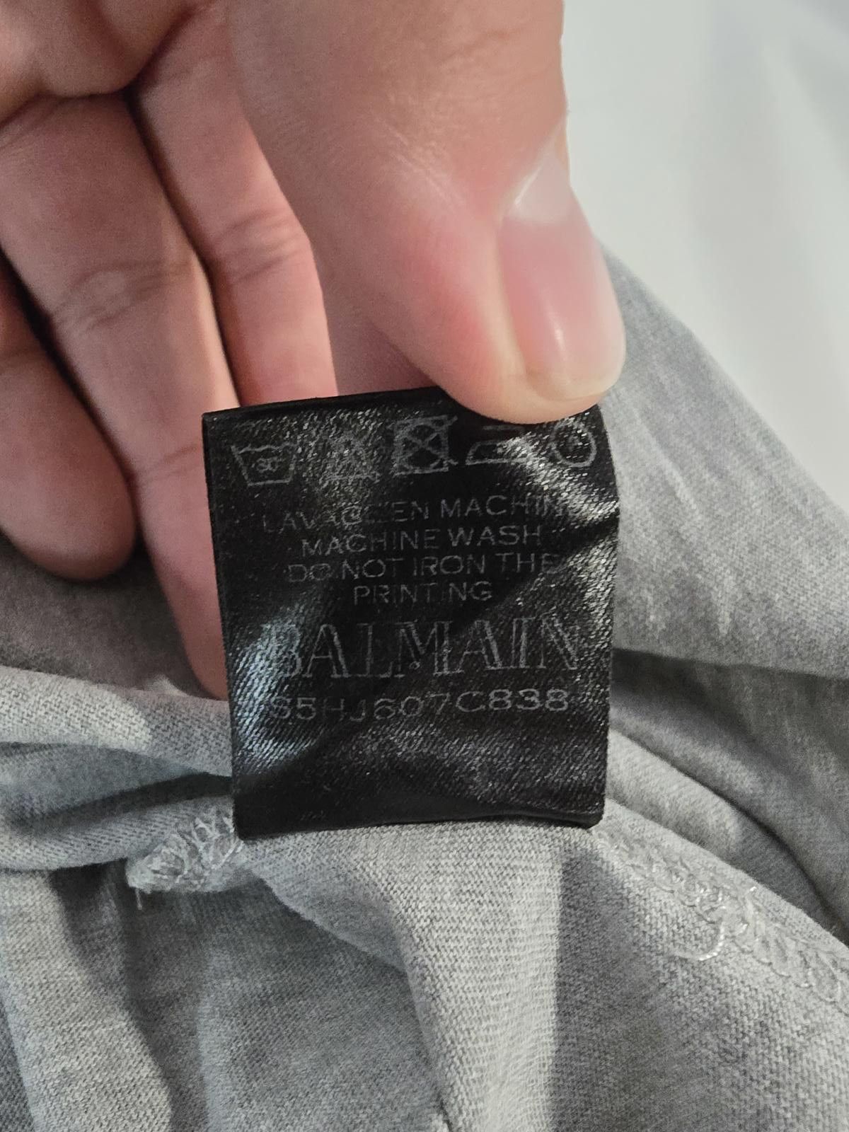 Balmain Balmain Paris Grey Distressed Cotton Tee - Size L Size US M / EU 48-50 / 2 - 5 Thumbnail