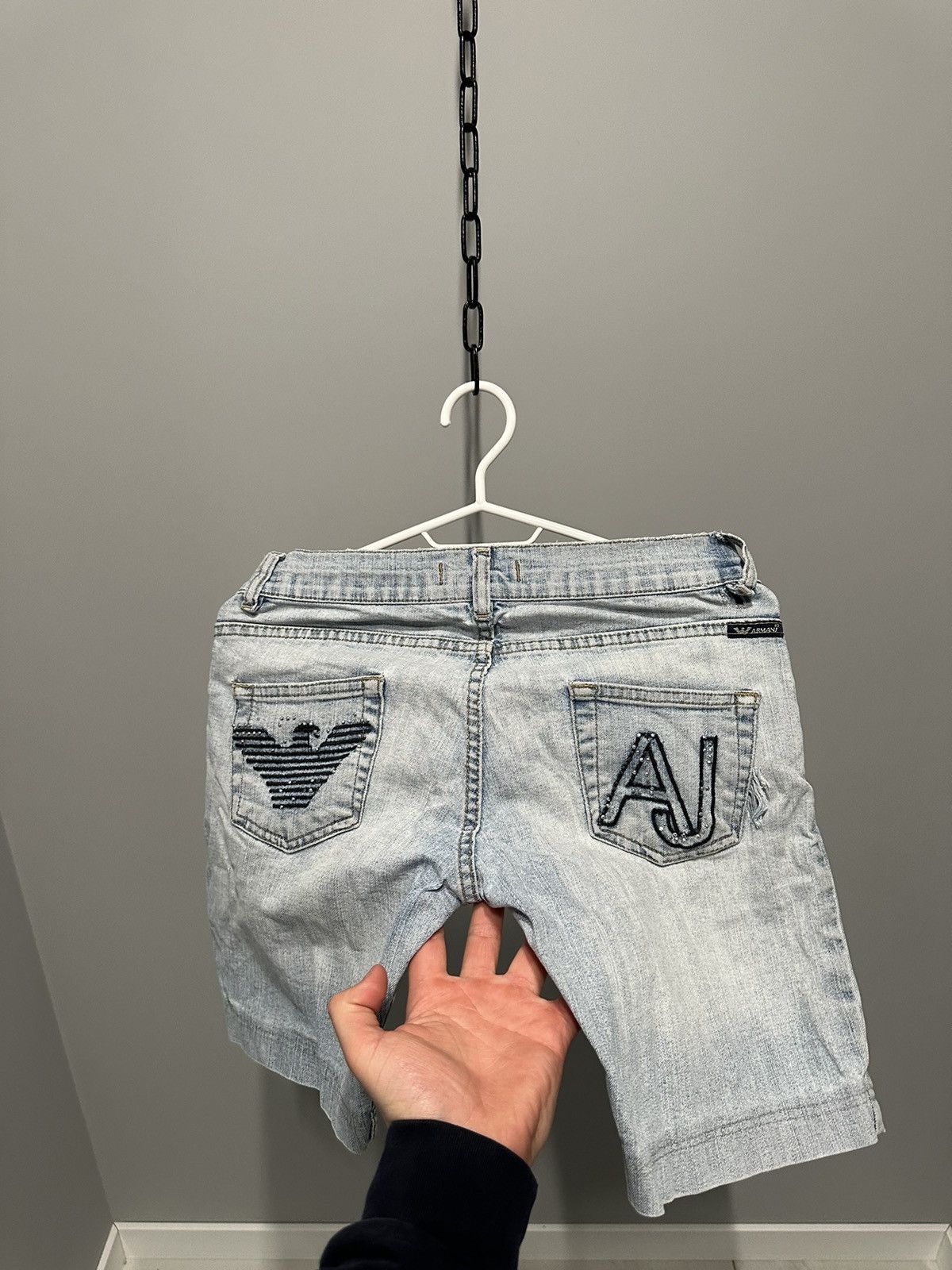 Armani Vintage Armani Big Logo Denim Shorts 2000s Style Y2K Size 26" / US 2 / IT 38 - 6 Thumbnail