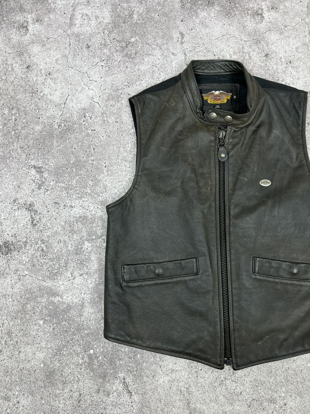 Harley Davidson Vintage Harley Davidson Leather Nylon Vest 90s Size US M / EU 48-50 / 2 - 2 Thumbnail