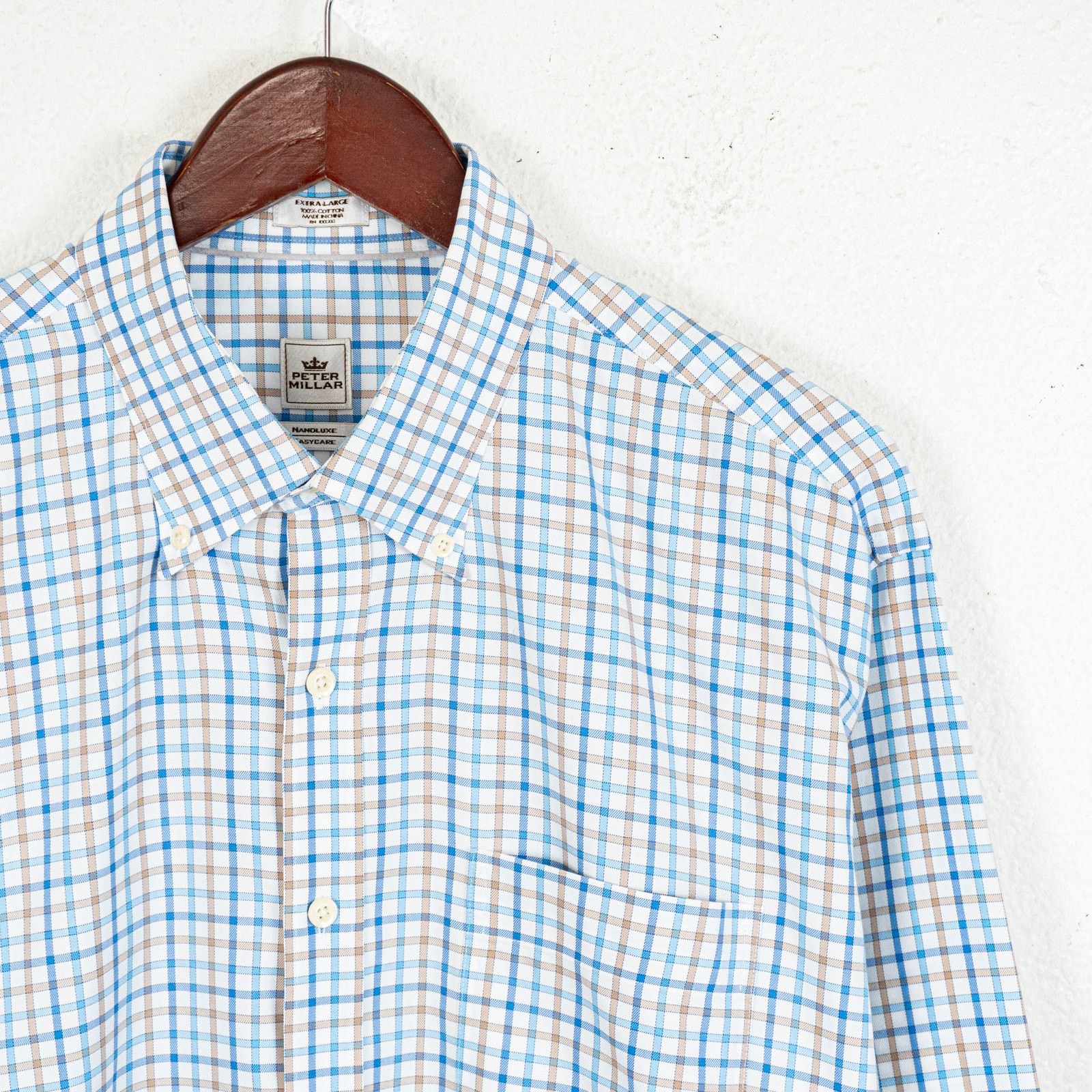 Peter Millar Peter Millar Nanoluxe Easycare Button Down Shirt White blue Size US XL / EU 56 / 4 - 3 Thumbnail