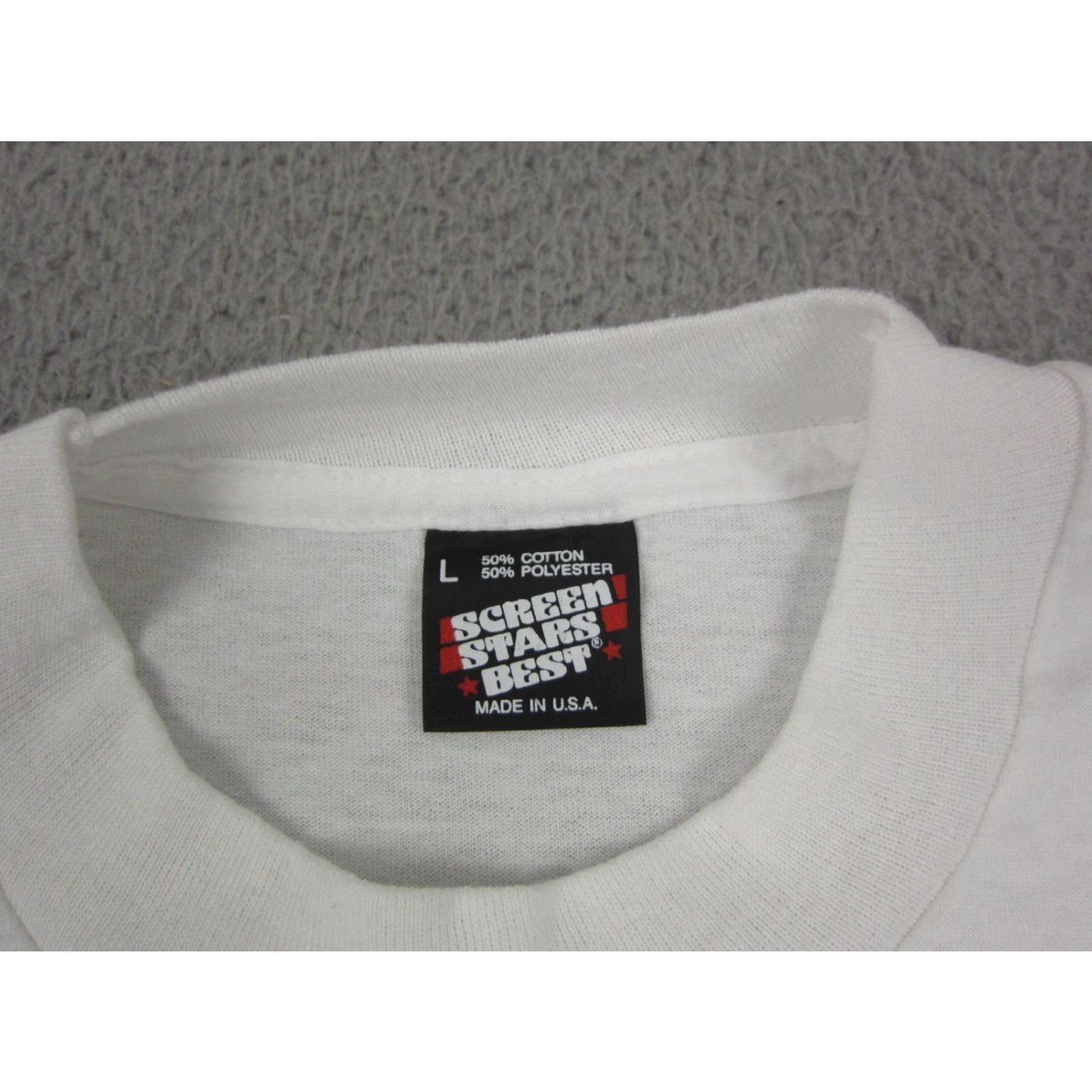 Vintage VINTAGE Montour Shirt Mens L White 90s USA Made Shirt T-Shirt Graphic Print Band Music Rock Men L White Vintage USA Made Montour Shirt 90s Size US L / EU 52-54 / 3 - 3 Thumbnail