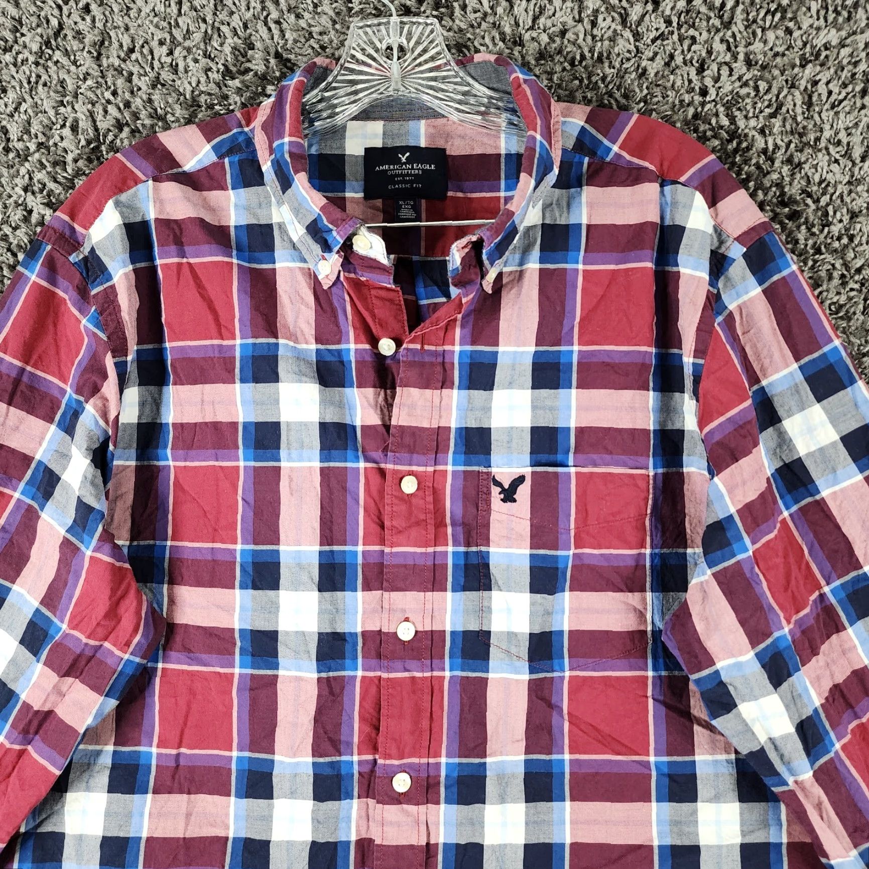 American Eagle Outfitters American Eagle Outfitters Shirt Mens XL Red Blue Plaid Long Sleeve Button-Up Size US XL / EU 56 / 4 - 3 Thumbnail
