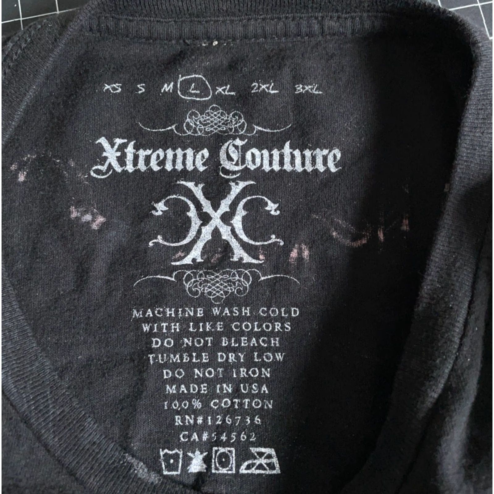 Vintage VINTAGE Xtreme Couture T-Shirt Men Slim Large Black Double-Sided Graphic Print Skull Tribal Y2K 2000s Crew Neck Short Sleeve United States 100% Cotton Size US L / EU 52-54 / 3 - 3 Thumbnail