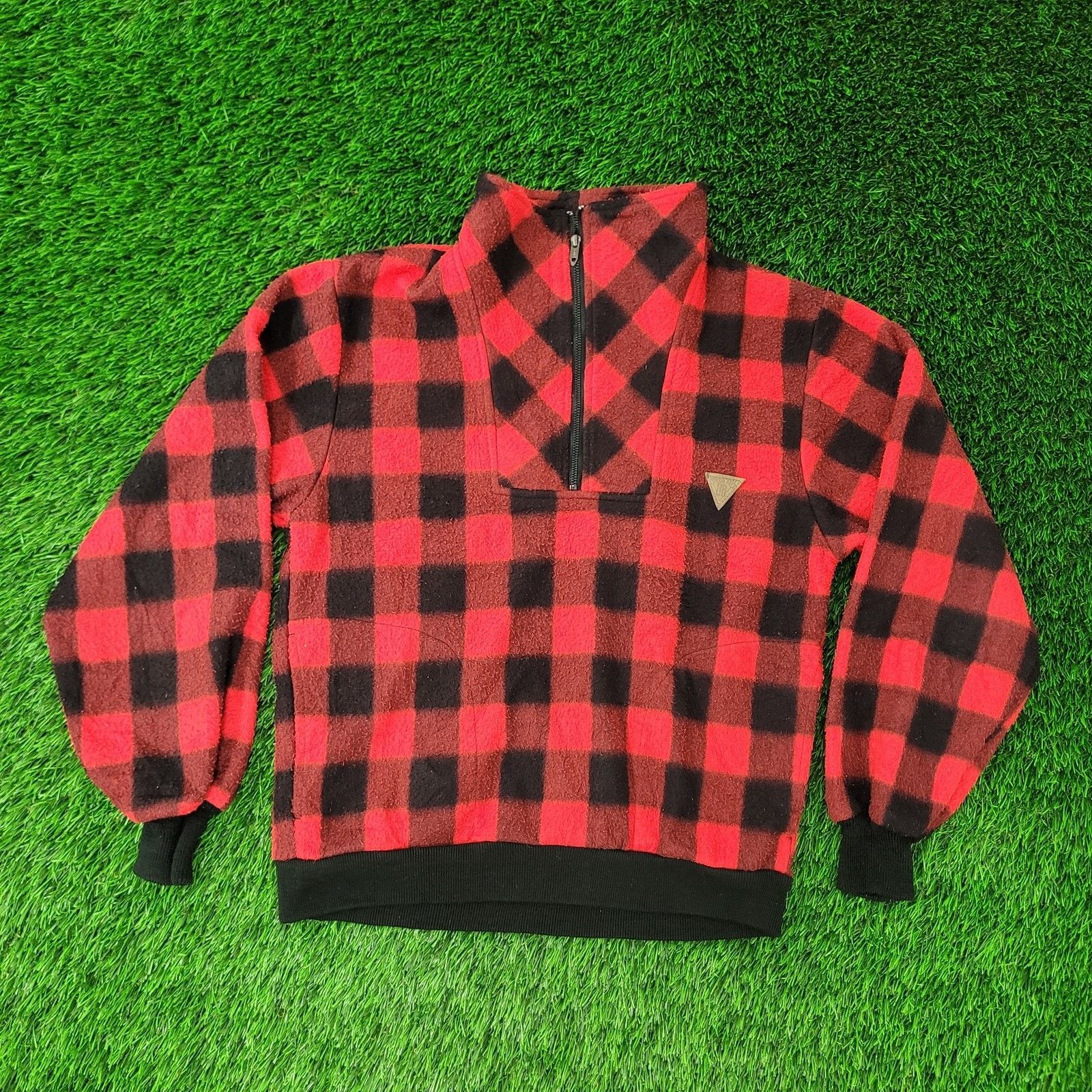 UNIONBAY VTG Unionbay 1/2 Zip Buffalo Plaid Fleece Anorak Womens L Size M / US 6-8 / IT 42-44 - 1 Thumbnail