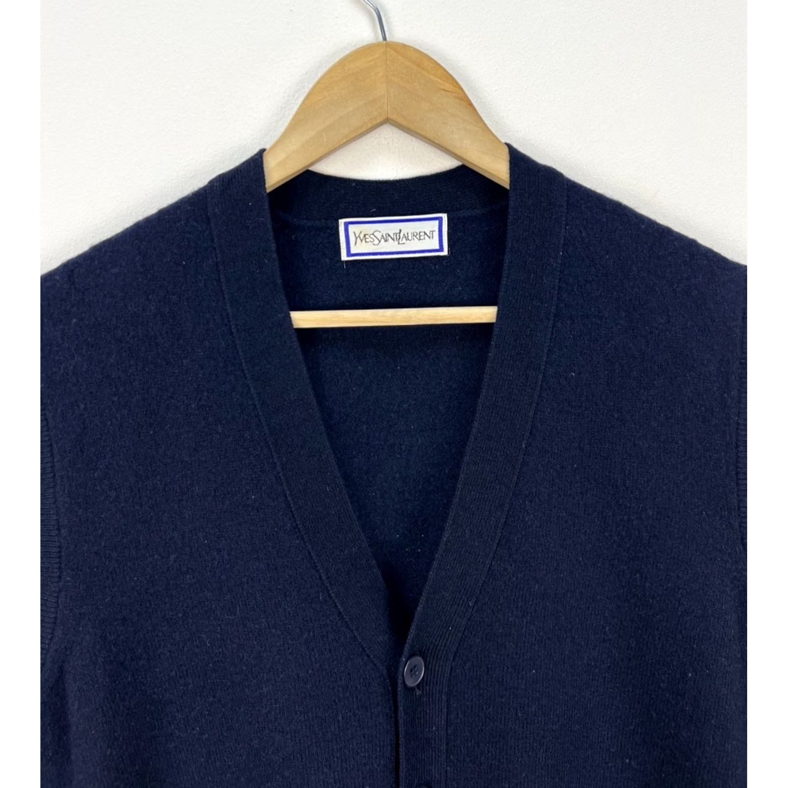 Yves Saint Laurent YSL Yves Saint Laurent Vintage Knit Vest Navy Button Cardigan Sweater M/L Crew Neck Long Sleeve Men Size US M / EU 48-50 / 2 - 2 Thumbnail