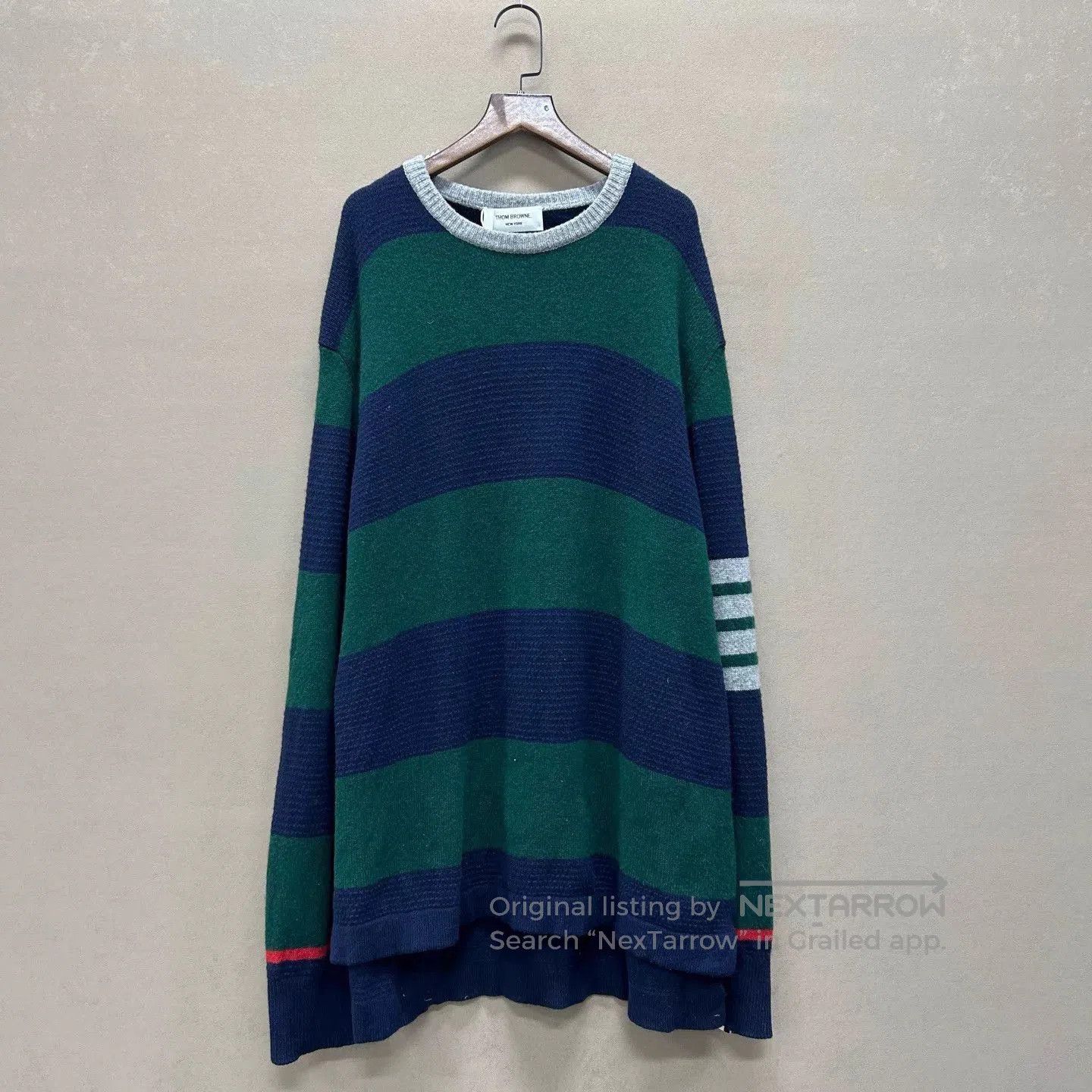 Thom Browne Green Striped Long Sleeve Knit Sweater XL. Size US XL / EU 56 / 4 - 1 Thumbnail
