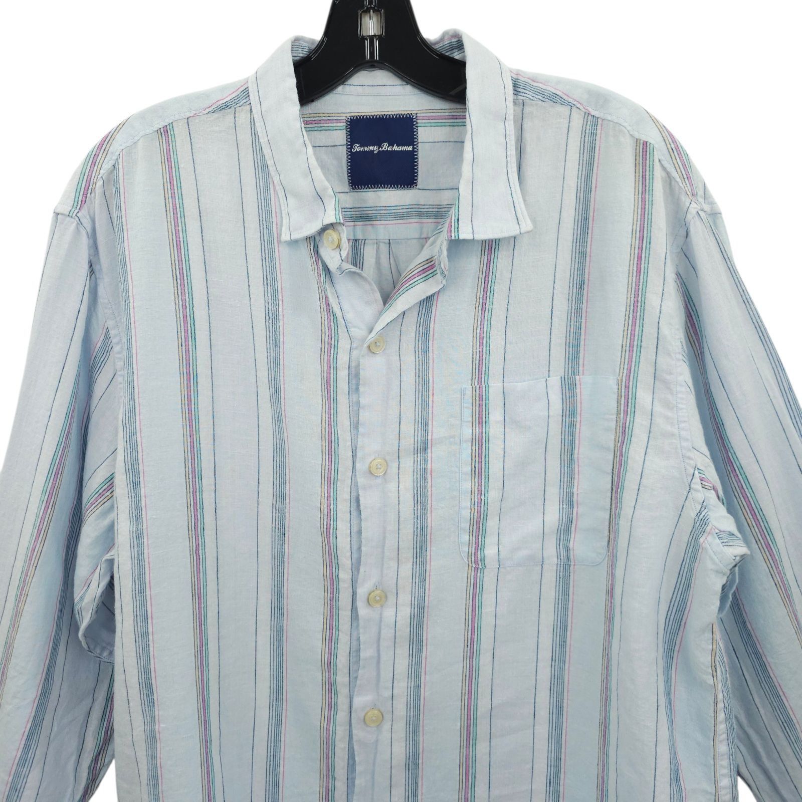 Tommy Bahama Tommy Bahama Shirt Mens L Blue Striped Linen Blend Long Slve Size US L / EU 52-54 / 3 - 10 Thumbnail