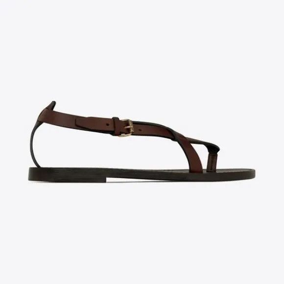 Saint Laurent Paris o1bcso1str1124 Culver Sandals in Dark Chocolate Size US 10 / IT 40 - 1 Preview