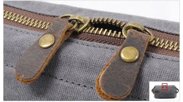 VIBE Canvas And Leather Men Toiletry Bag Size ONE SIZE - 4 Thumbnail