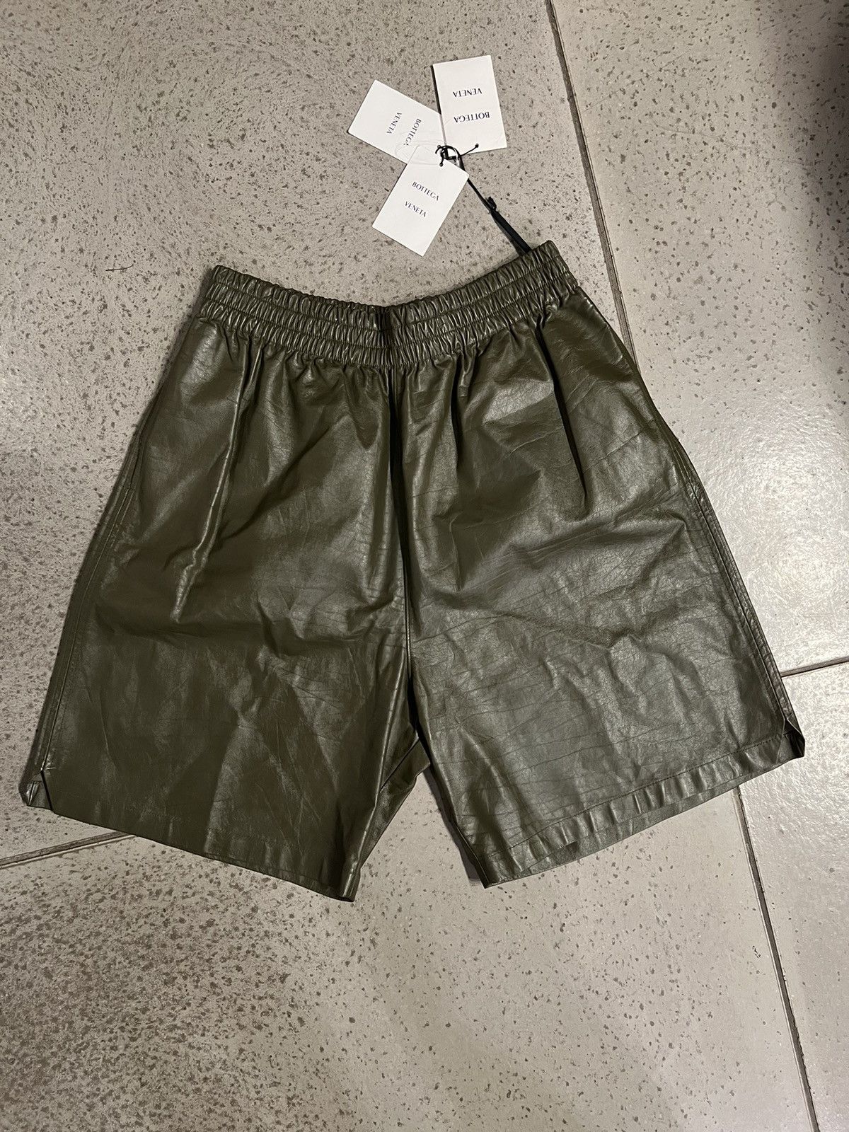 Bottega Venetta calf leather shorts
