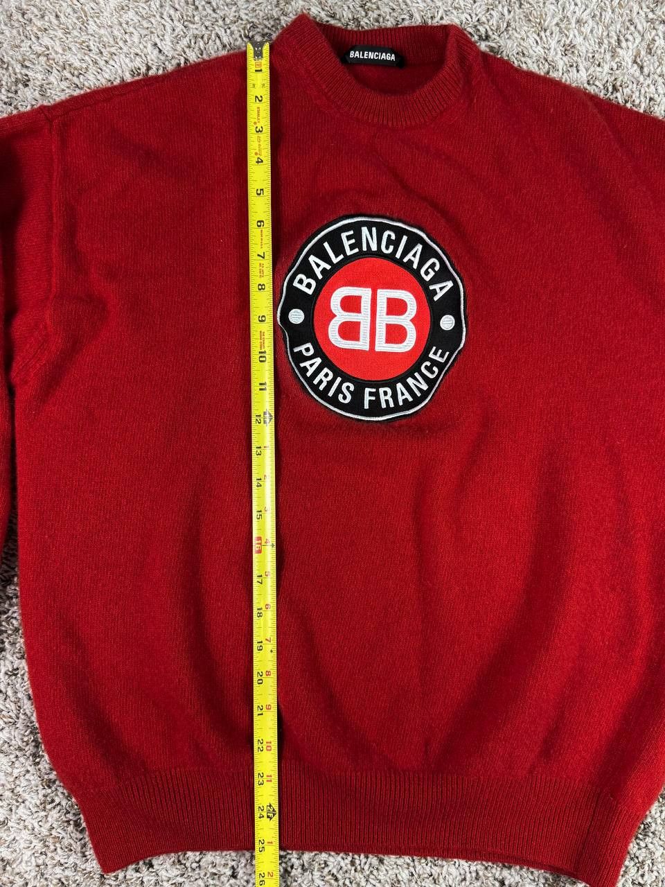 Balenciaga Balenciaga Club Logo Crewneck Sweater in Cashmere & Wool Size US S / EU 44-46 / 1 - 6 Thumbnail