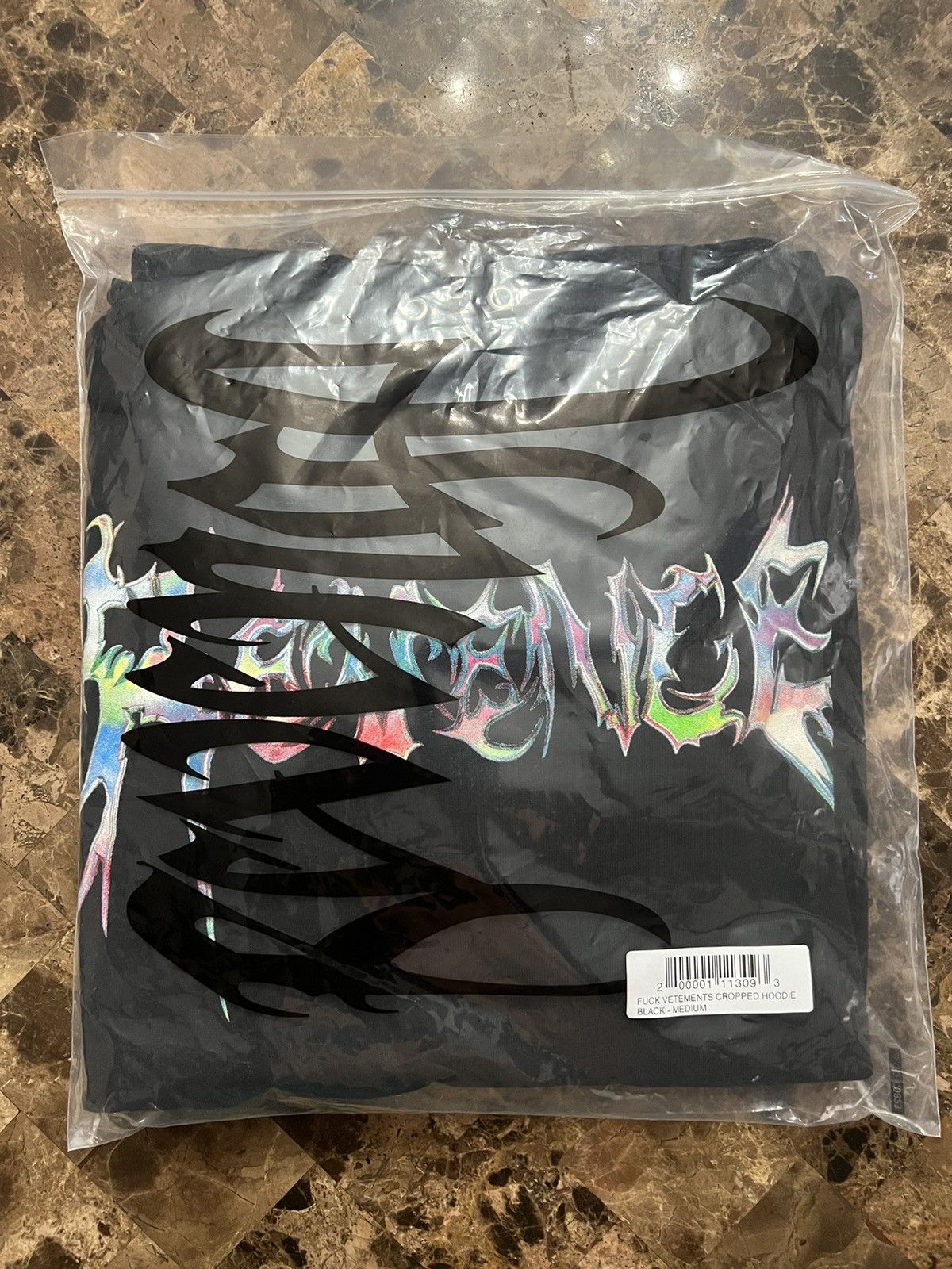 Revenge FUCK VETEMENTS CROPPED HOODIE BLACK Size US M / EU 48-50 / 2 - 4 Thumbnail