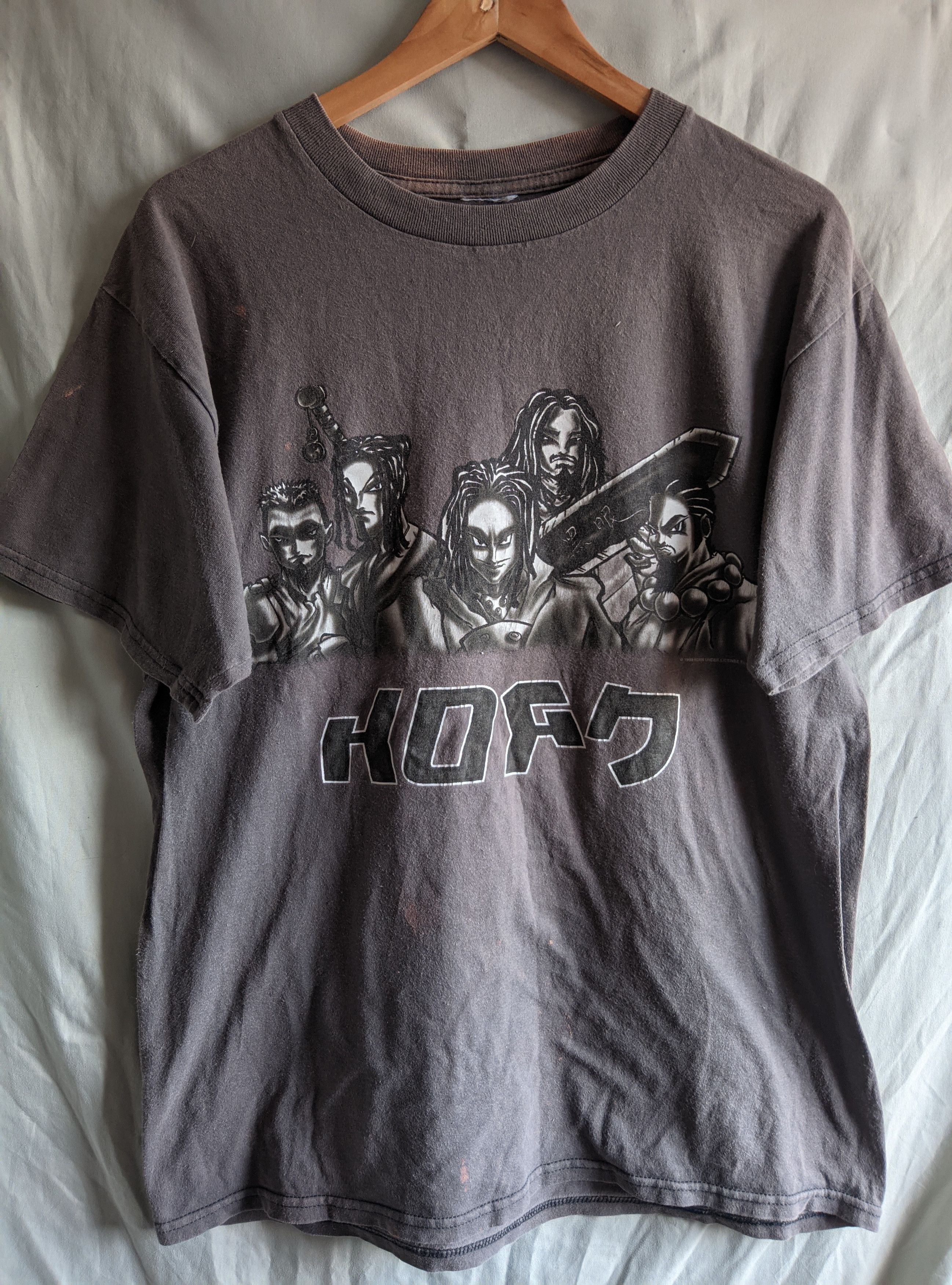 image of Very Vintage 1999 Korn Tshirt in Grey, Men's (Size Large)