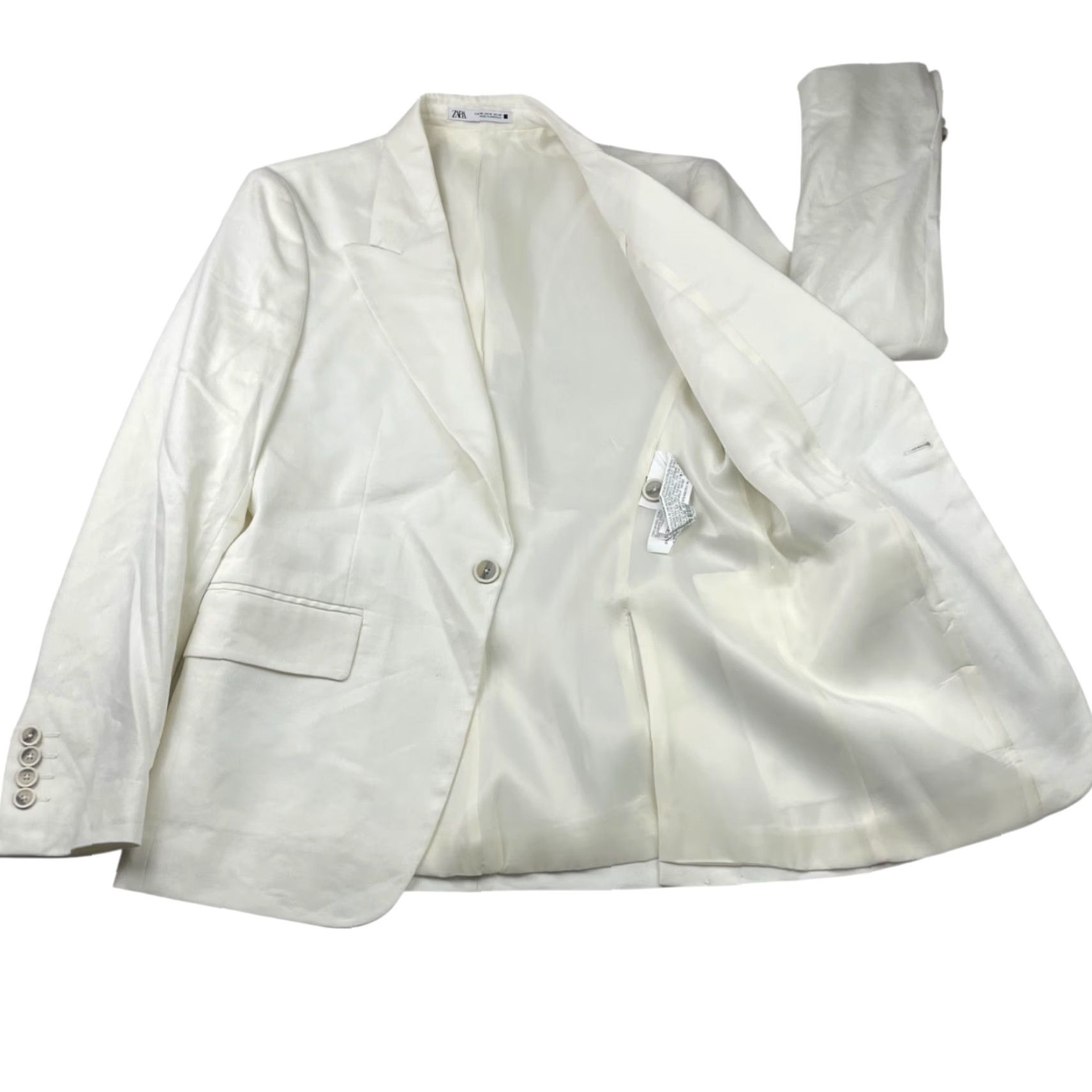 Zara VINTAGE? No — Zara Blazer White Slim Fit 1-Button 36R Men’s Short Sleeve? Size 36R - 3 Thumbnail