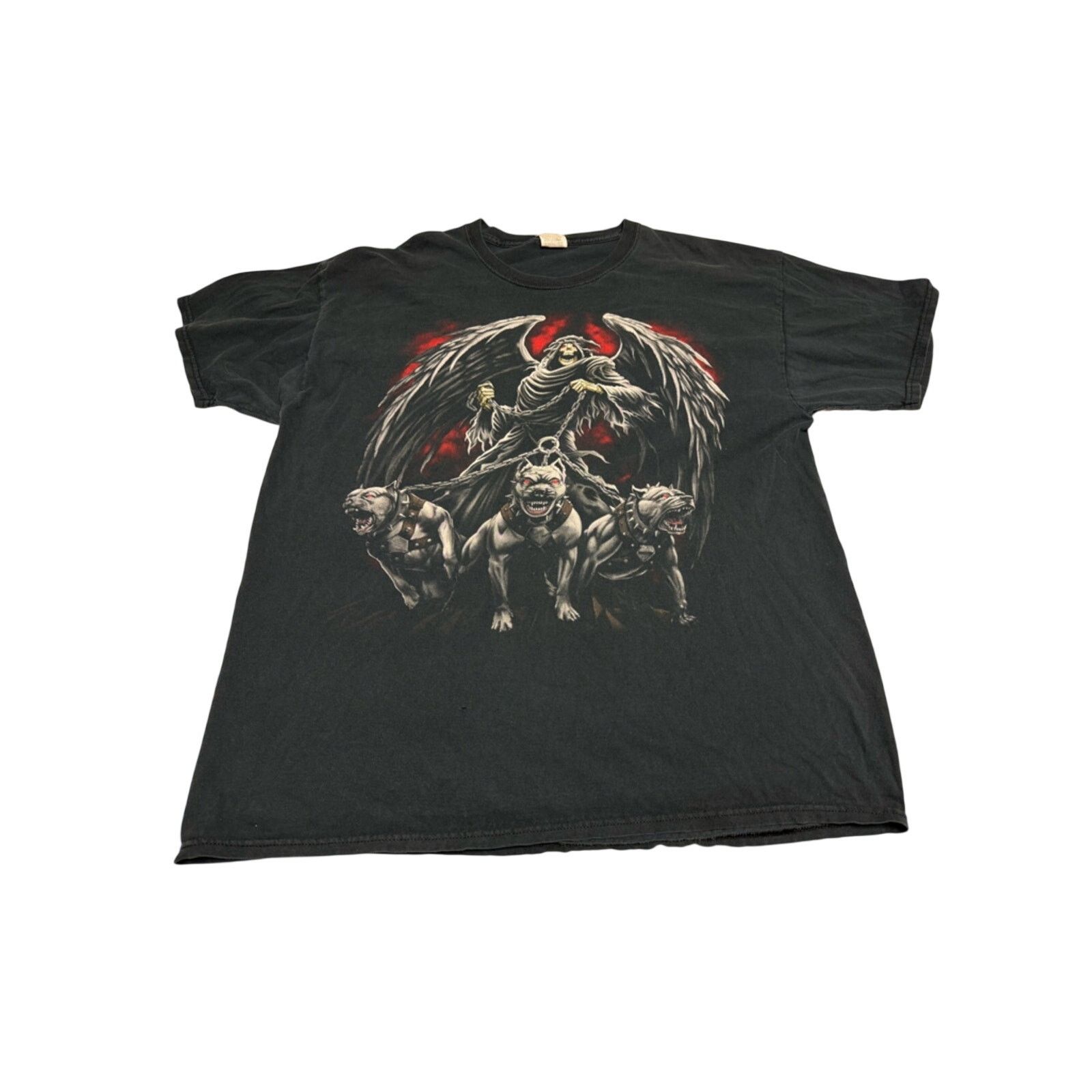 Fruit Of The Loom Vintage Men’s Sz XL Skull Black Tee Shirt Y2K90s Grunge Size US XL / EU 56 / 4 - 1 Thumbnail