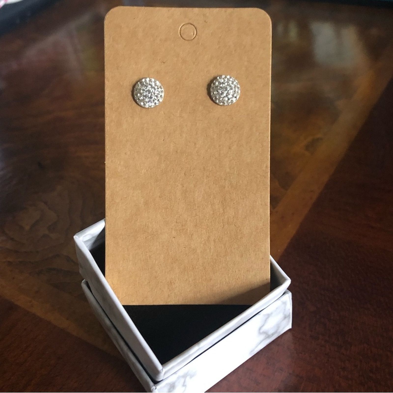 Jewelry 10mm pave rhodium plated sparkle stud post earrings Size ONE SIZE - 4 Thumbnail