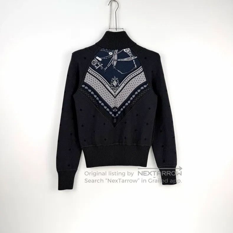 Hermes Hermes Dark grey shearling zip-up cardigan with contrastin Size XS / US 0-2 / IT 36-38 - 4 Thumbnail