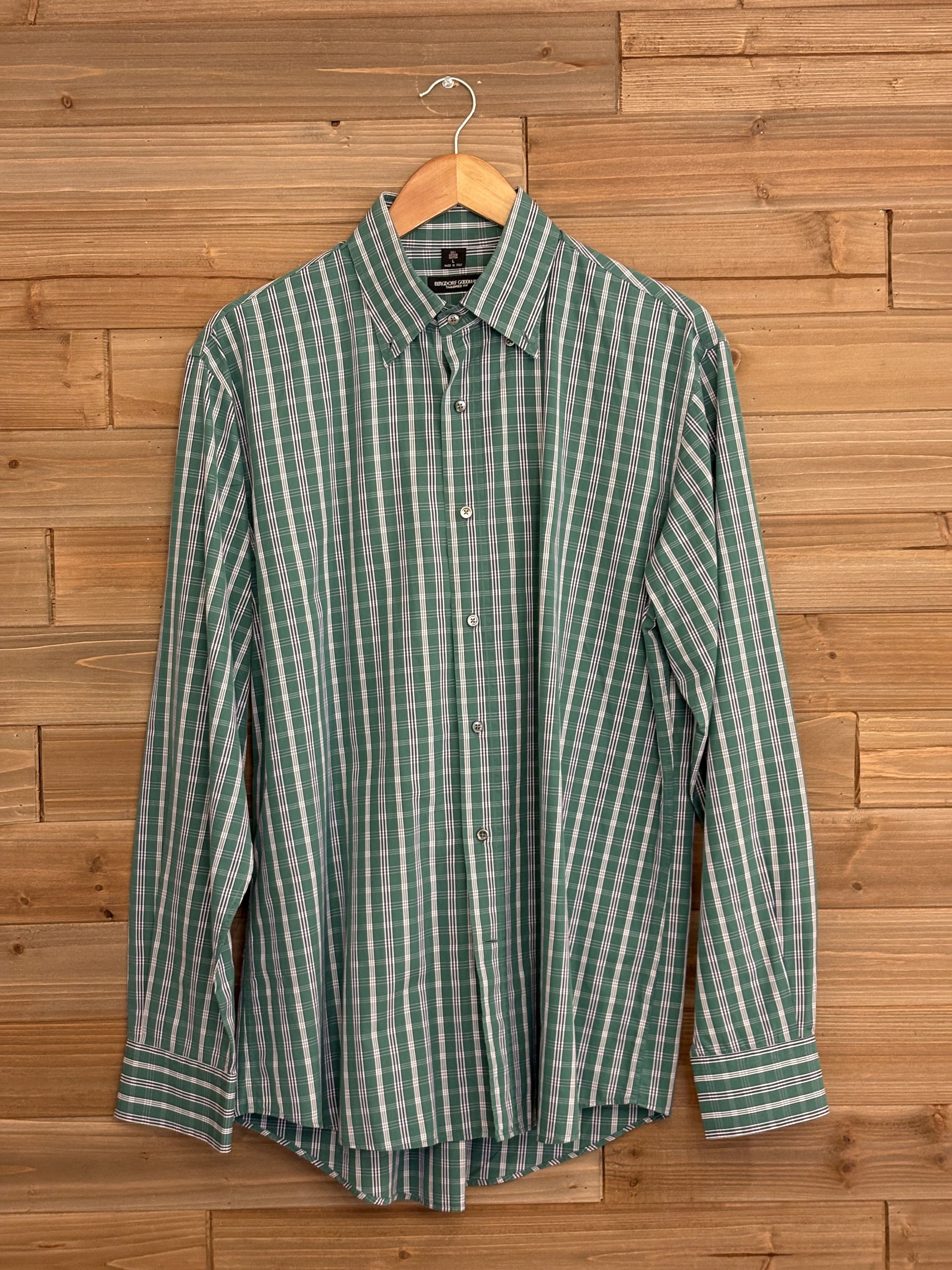 Bergdorf Goodman Bergdorf Goodman Men’s L Green Striped Button Down Size US L / EU 52-54 / 3 - 1 Thumbnail
