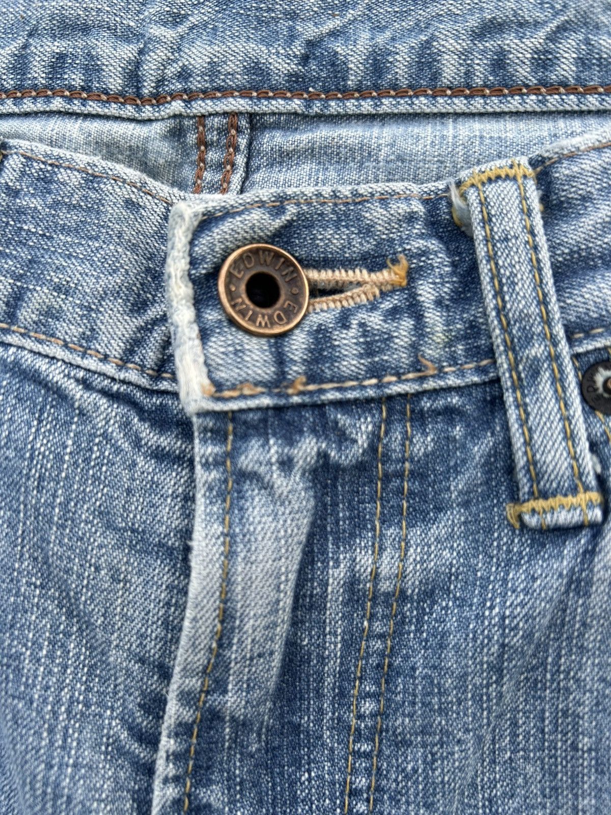 Kapital Vintage Edwin 505ZX Selvedge Distressed Faded Denim Jeans Size US 30 / EU 46 - 4 Thumbnail